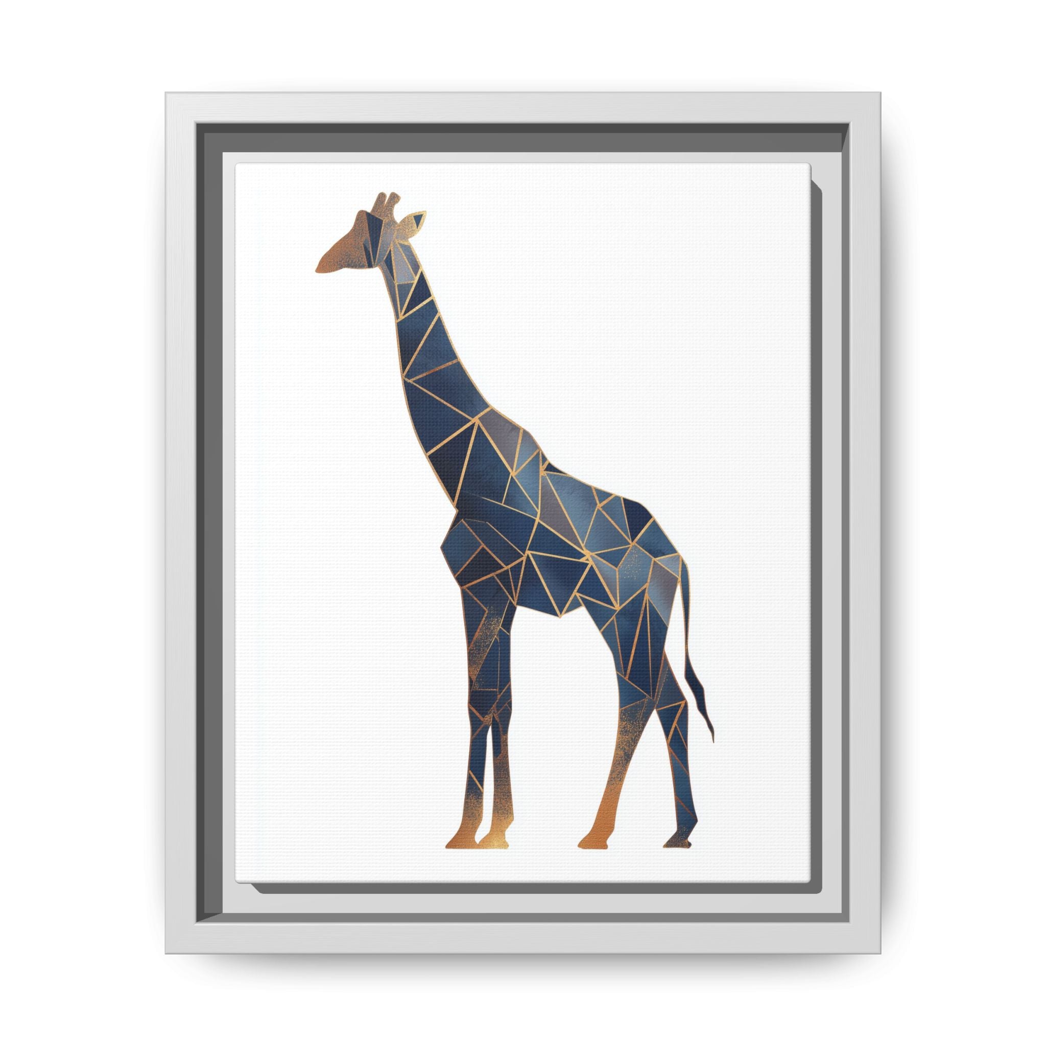 Geometric Giraffe Framed Print : Faceted Blue Mosaic, Modern Wildlife Art   |  Personalized & Custom Orders Available
