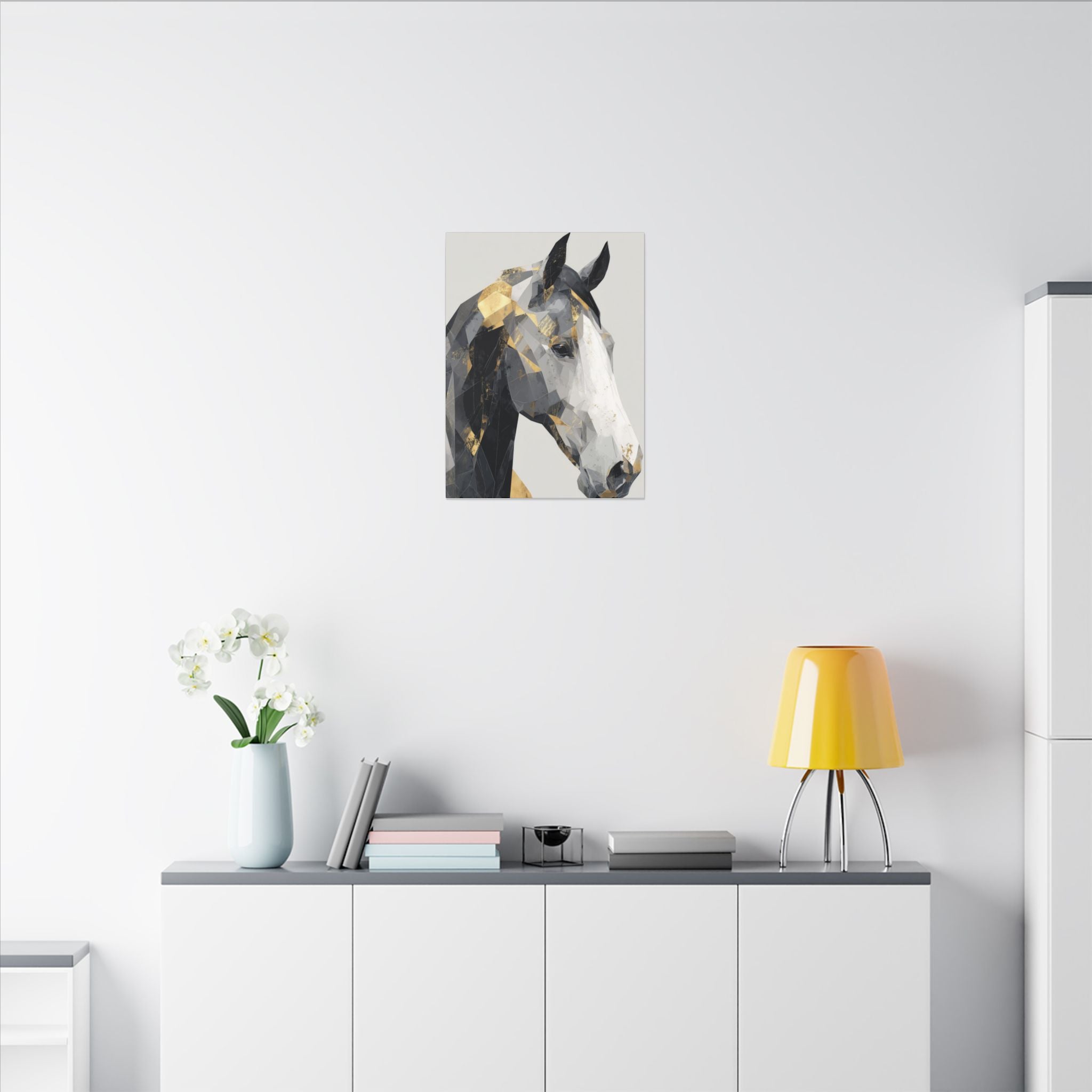 Fractal Equine: Geometric Horse Portrait, Digital Mosaic Artwork, Metallic Angular Design   |  Personalized & Custom Orders Available