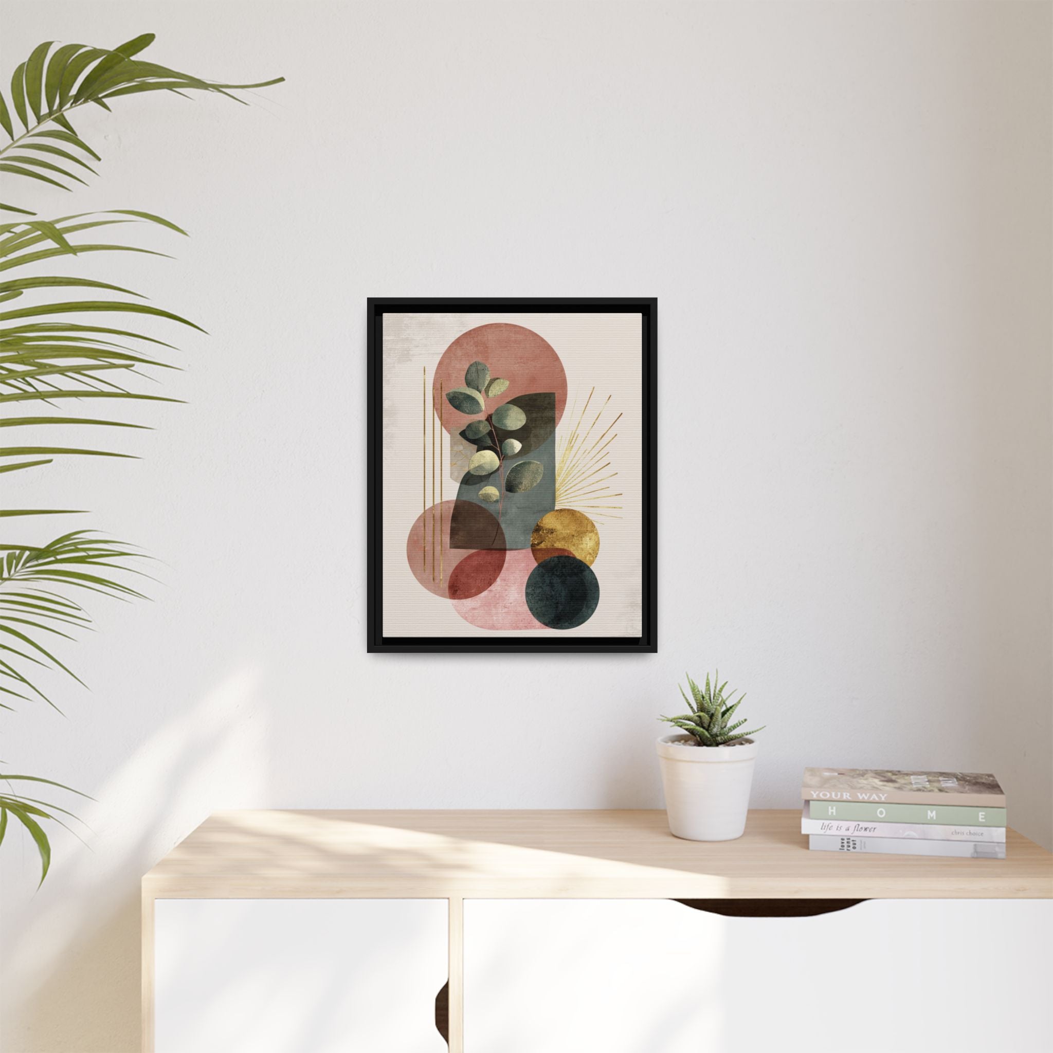 Botanical Geometric Symphony: Eucalyptus Harmony, Metallic Intersections, Modern Earth Tones   |   Custom Orders Accepted