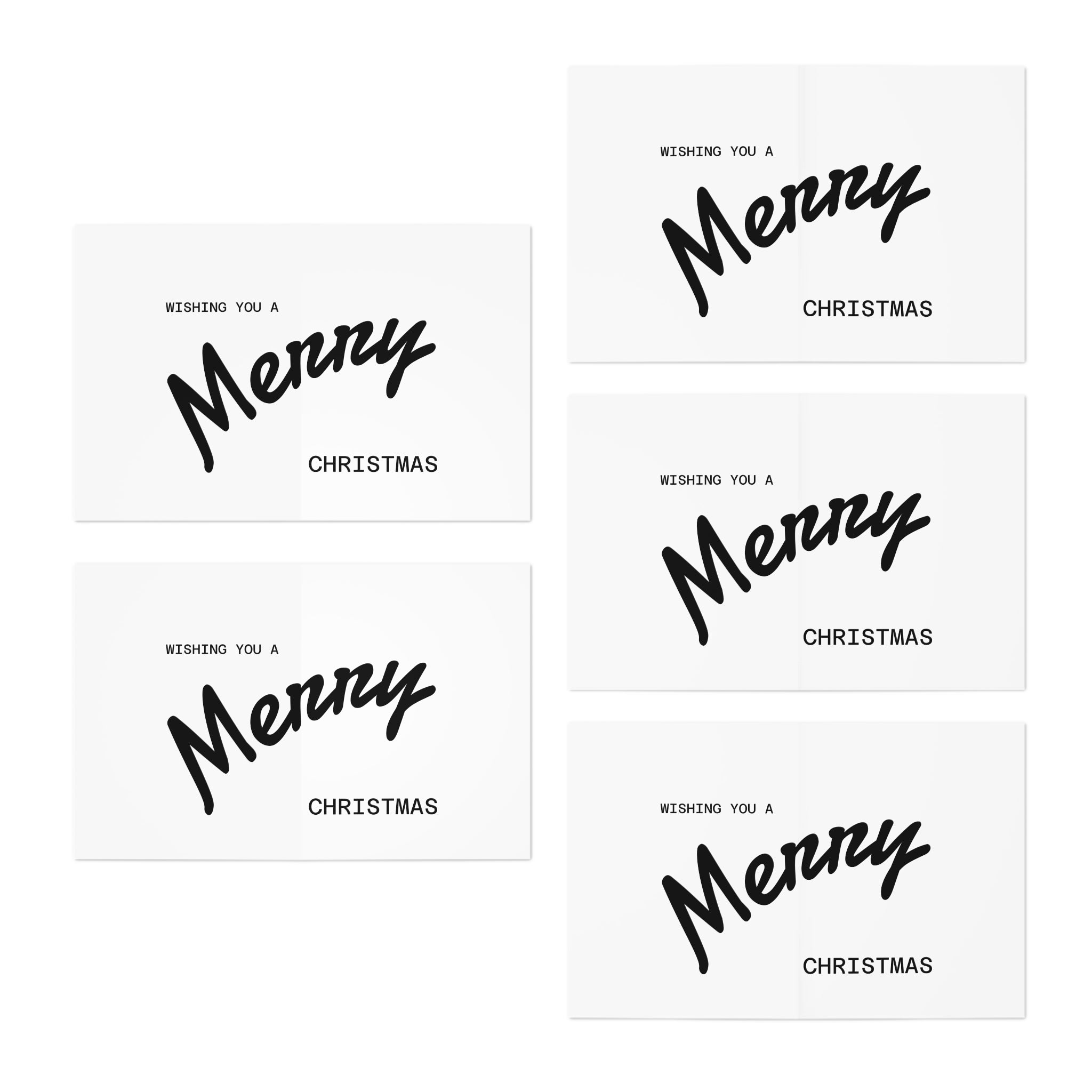 Christmas Greeting Cards, 5-Pack Blue Toned Holiday Cards