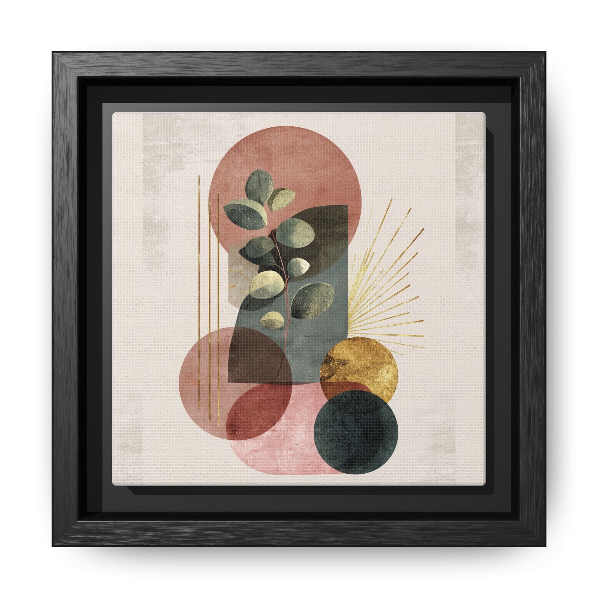 Botanical Geometric Symphony: Eucalyptus Harmony, Metallic Intersections, Modern Earth Tones   |   Custom Orders Accepted