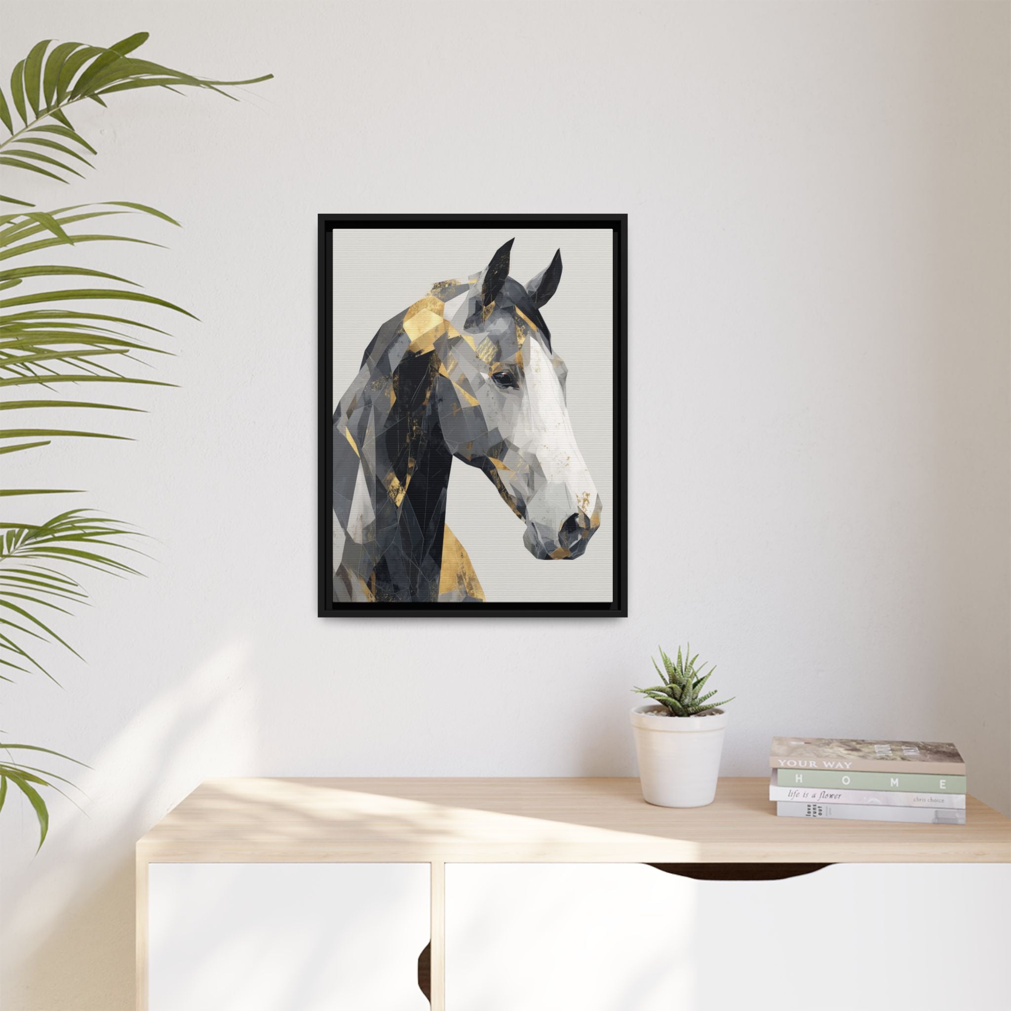 Geometric Stallion: Cubist Equine Art, Modern Metallic Polygonal Design   |  Personalized & Custom Orders Available