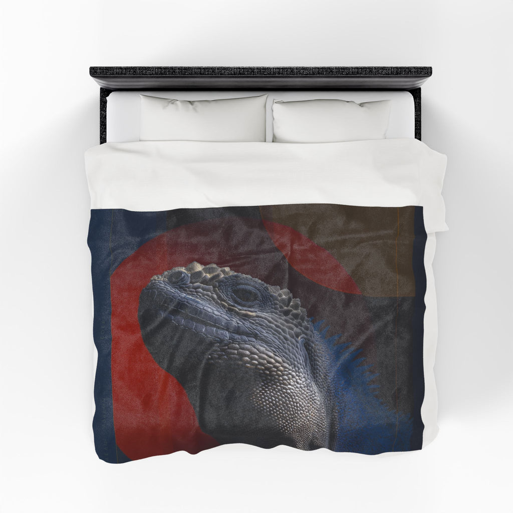 Marine Iguana Plush Blanket, Galapagos Geometric Fusion, Primordial Wisdom   |    Custom Orders Available