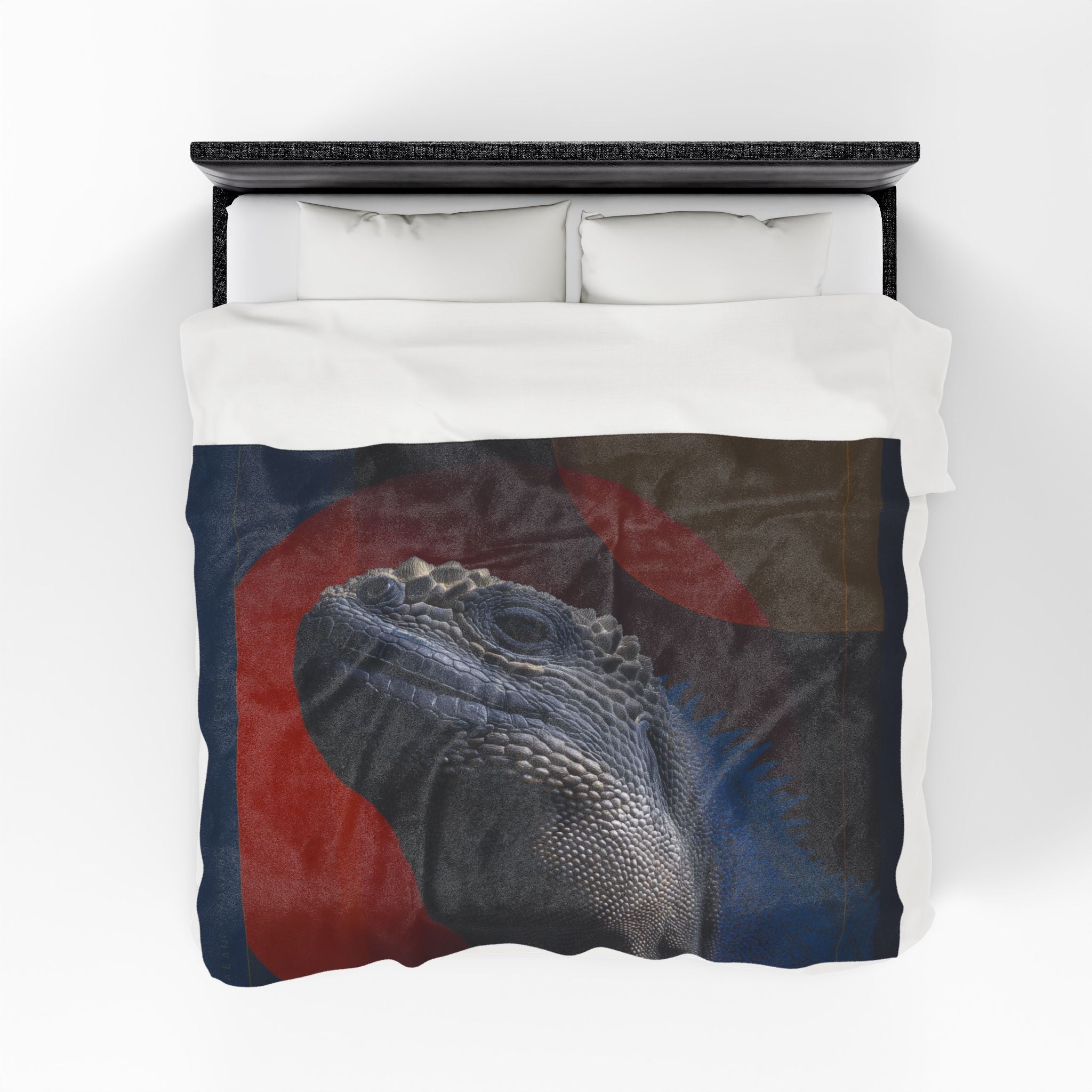 Marine Iguana Plush Blanket, Galapagos Geometric Fusion, Primordial Wisdom   |    Custom Orders Available