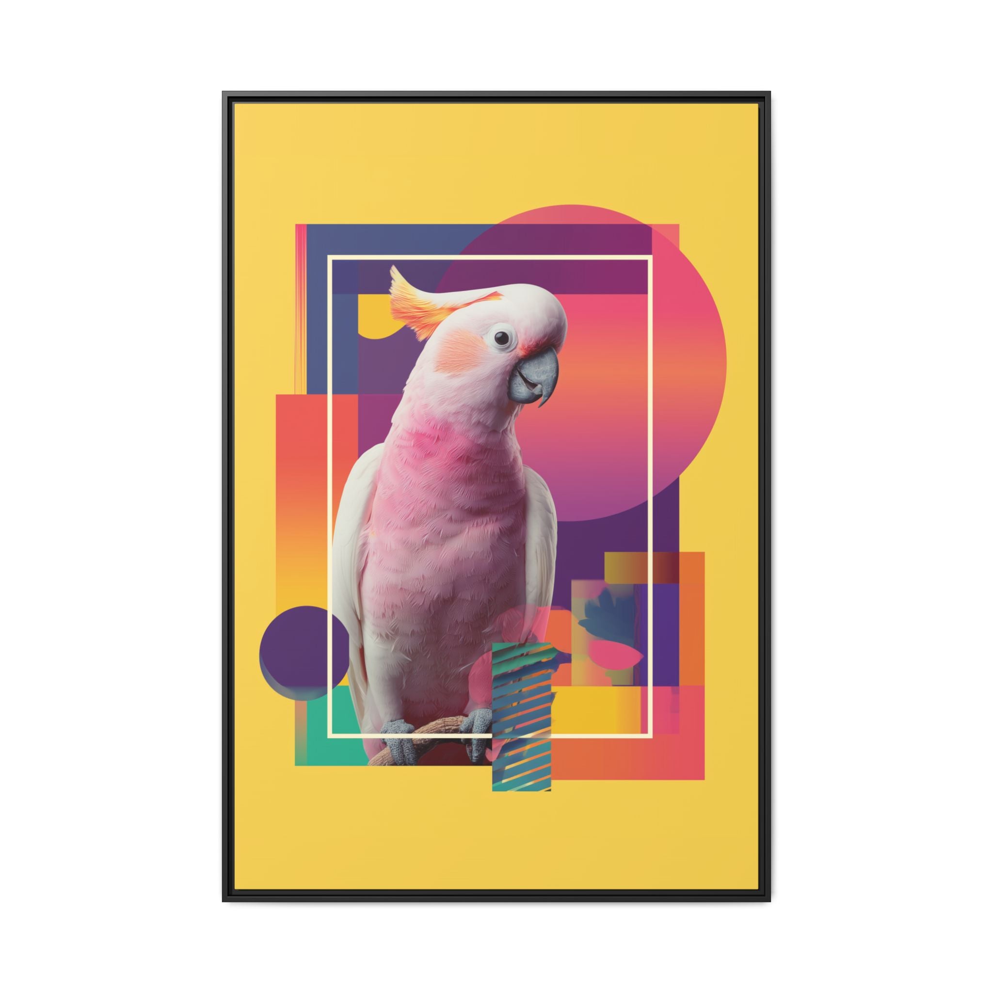 Geometric Cockatoo Composition: Moluccan Parrot Portrait, Modern Abstract Design   |    Custom Orders Available