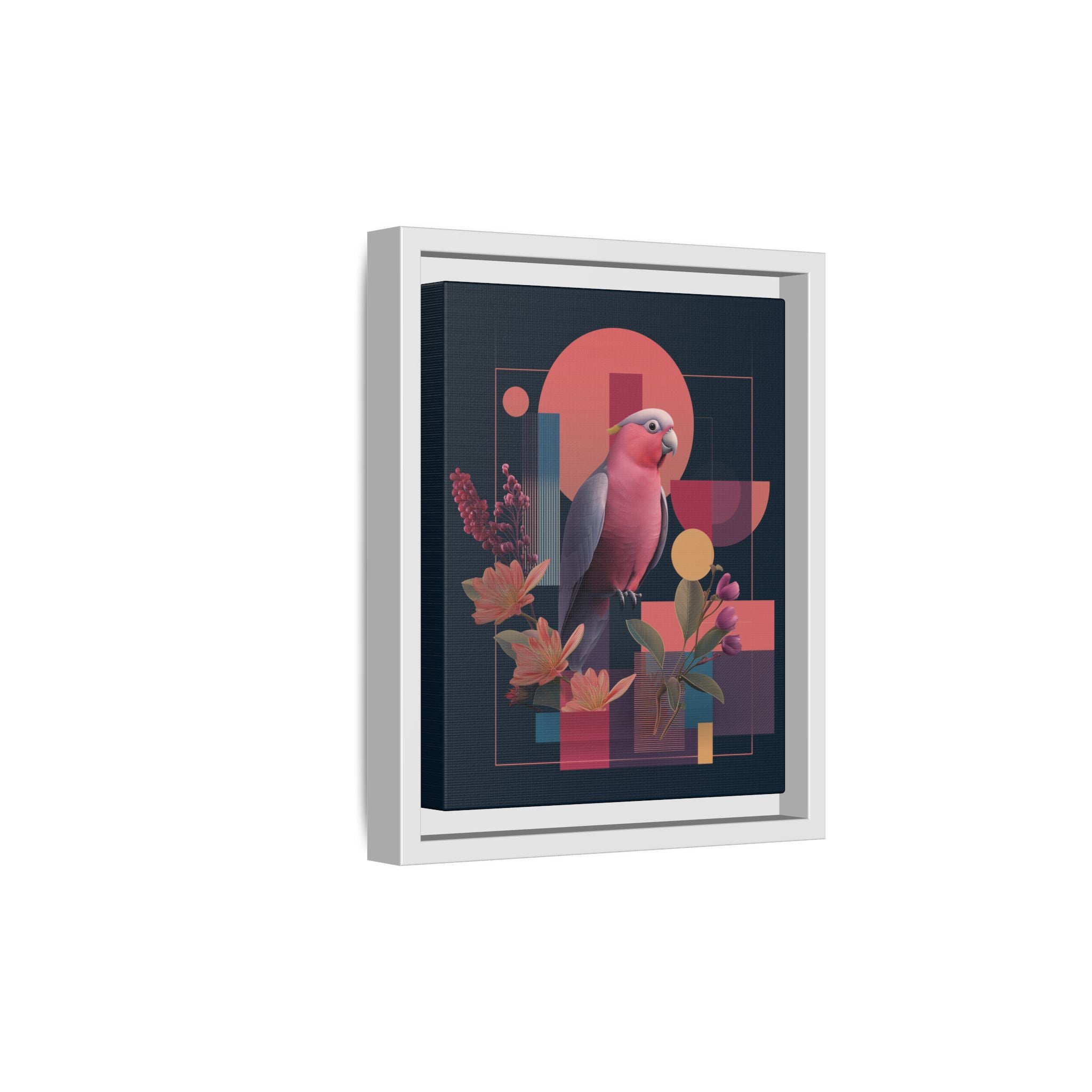 Galah Geometric Framed Print : Stylized Digital Cockatoo Portrait, Contemporary Abstract Botanical    |   Custom Orders Accepted