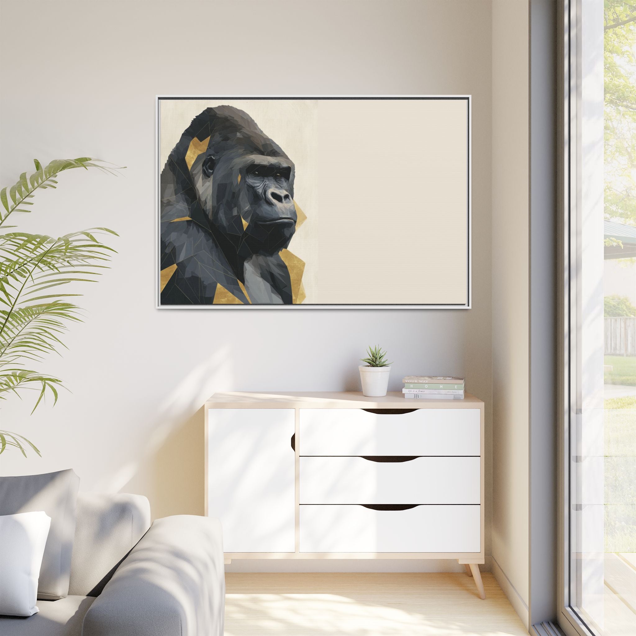 Primal Geometry: Polygonal Gorilla Portrait, Modern Metallic Wildlife Art   |  Personalized & Custom Orders Available