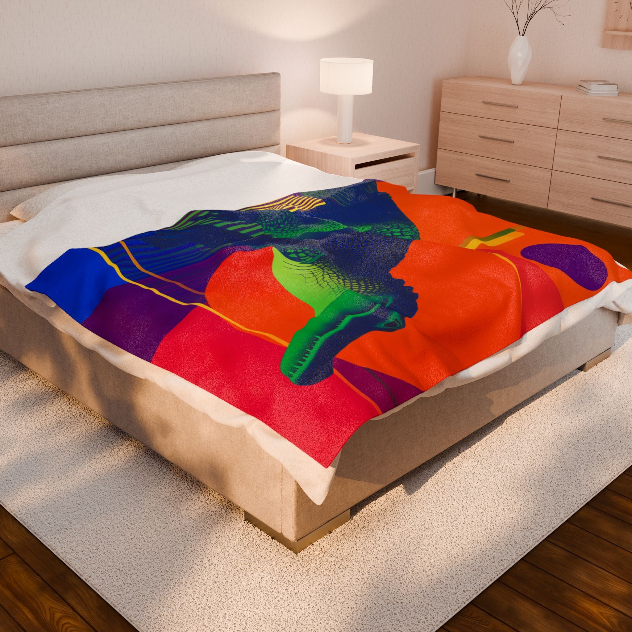 Chromatic Gator Blanket: Geometric Wildlife Art, Vibrant Graphic Design, Modern Illustration   |  Personalized & Custom Orders Available