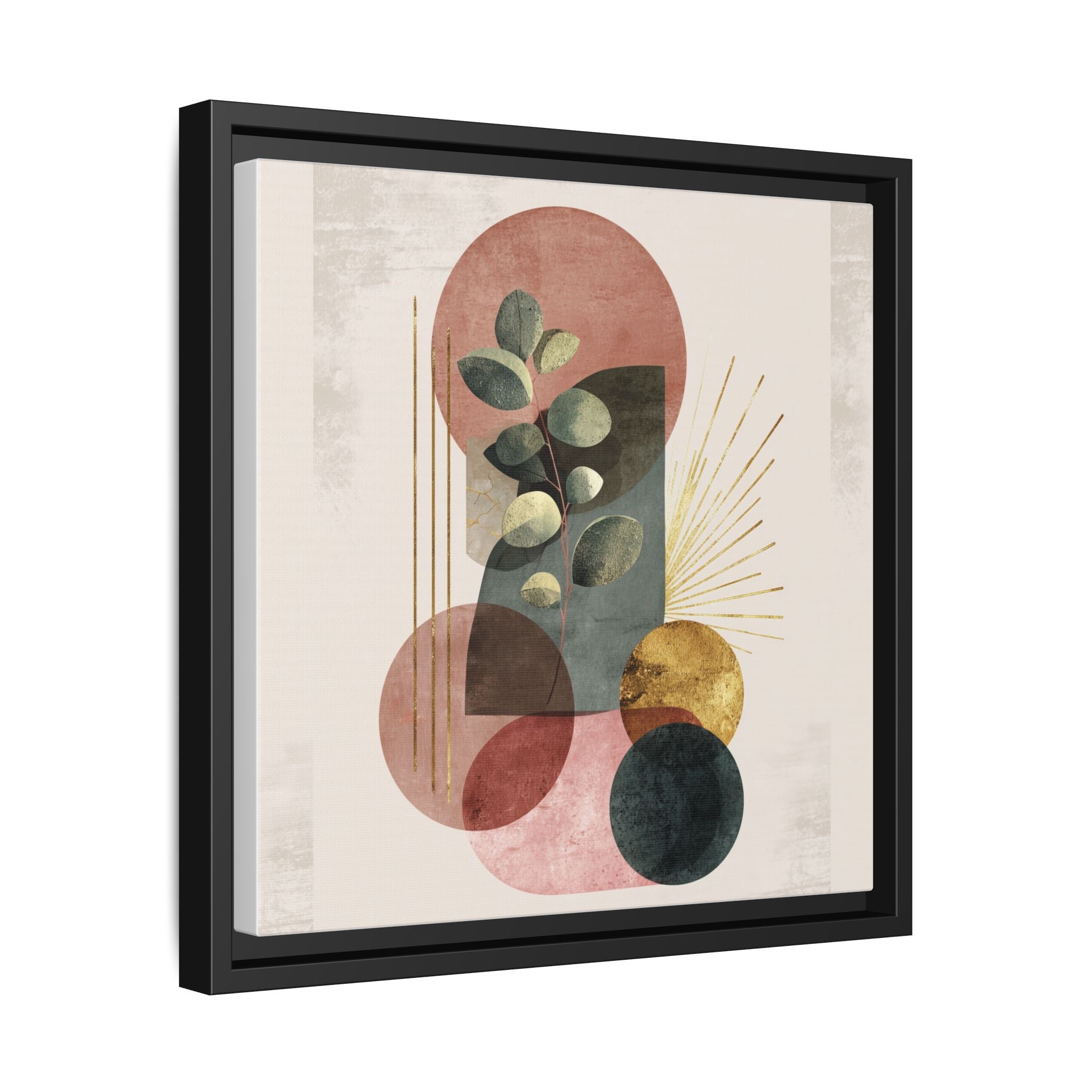 Botanical Geometric Symphony: Eucalyptus Harmony, Metallic Intersections, Modern Earth Tones   |   Custom Orders Accepted