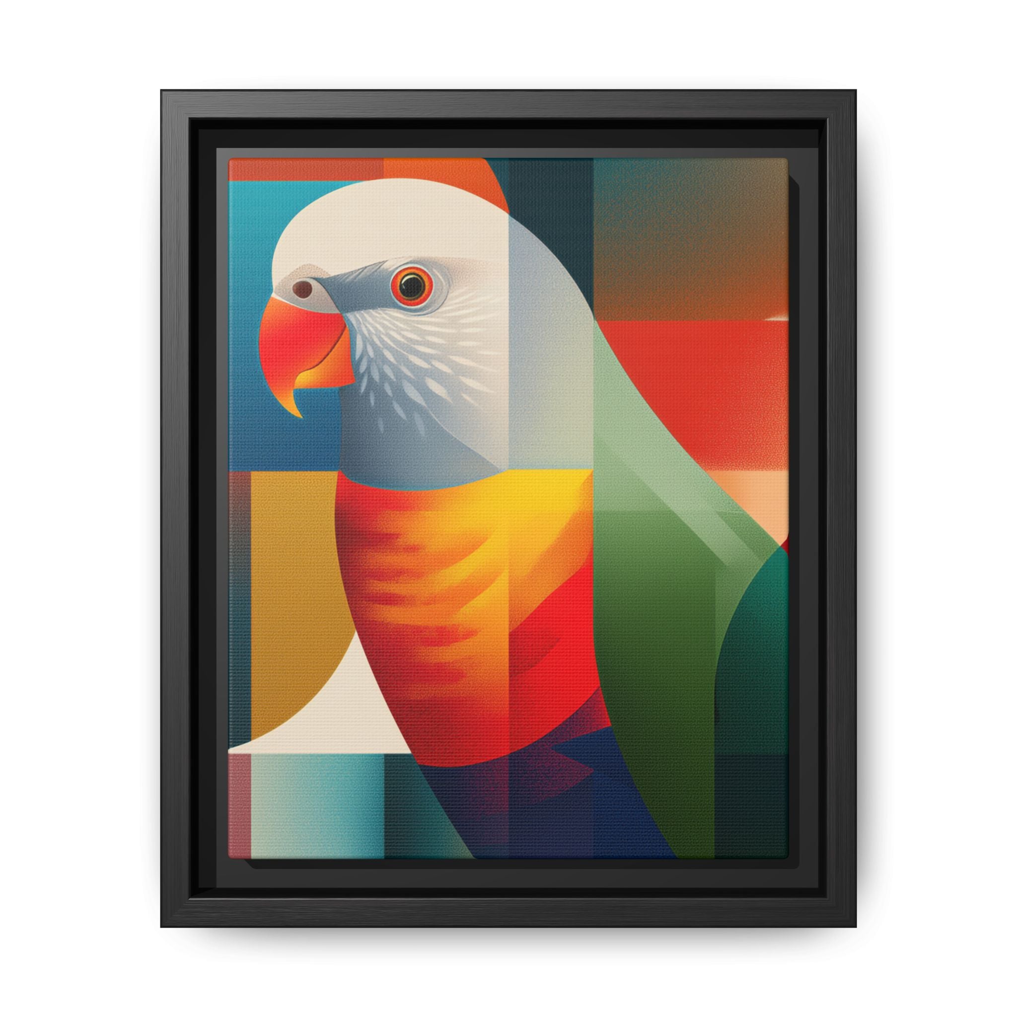 Cubist Parrot Mosaic: Geometric Digital Portrait, Vibrant Abstract Rendering   |  Personalized & Custom Orders Available