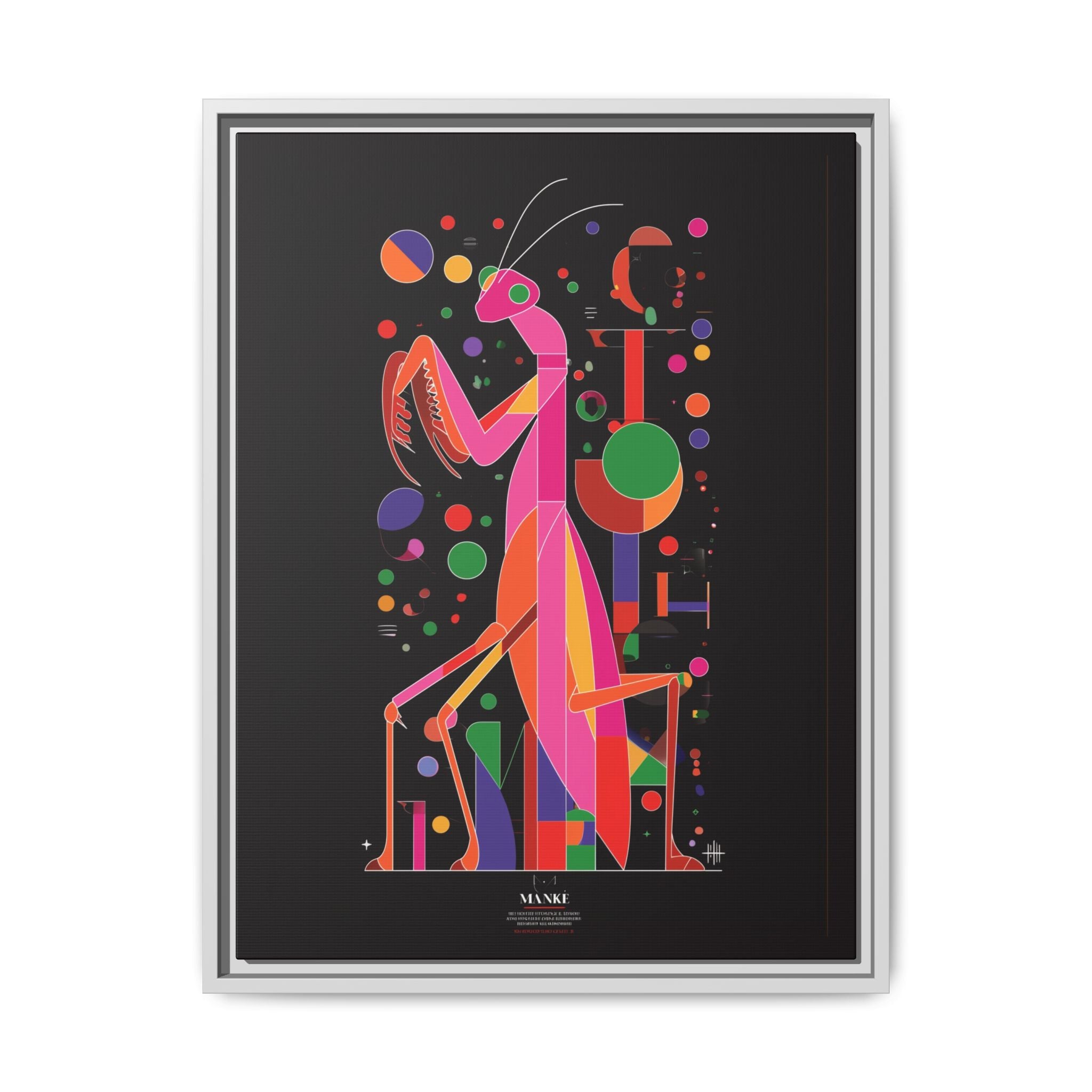 Mantis Geometrica Framed Print : Cubist Insect Design, Vibrant Graphic Poster Art   |   Custom Orders Available