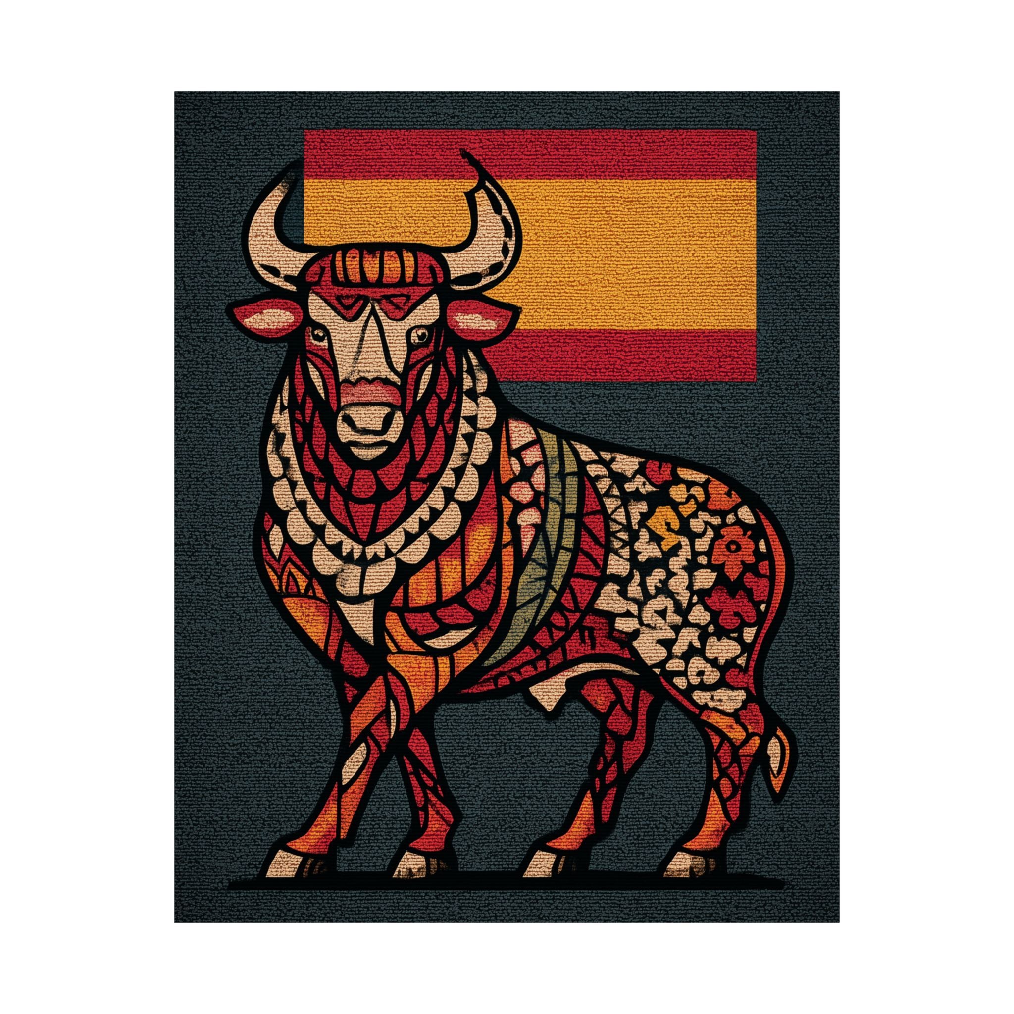 Vibrant Spanish Bull Poster, Colorful Art Print, Unique Wall Decor, Home Decoration, Gift for Art Lovers, Celebratory Decor