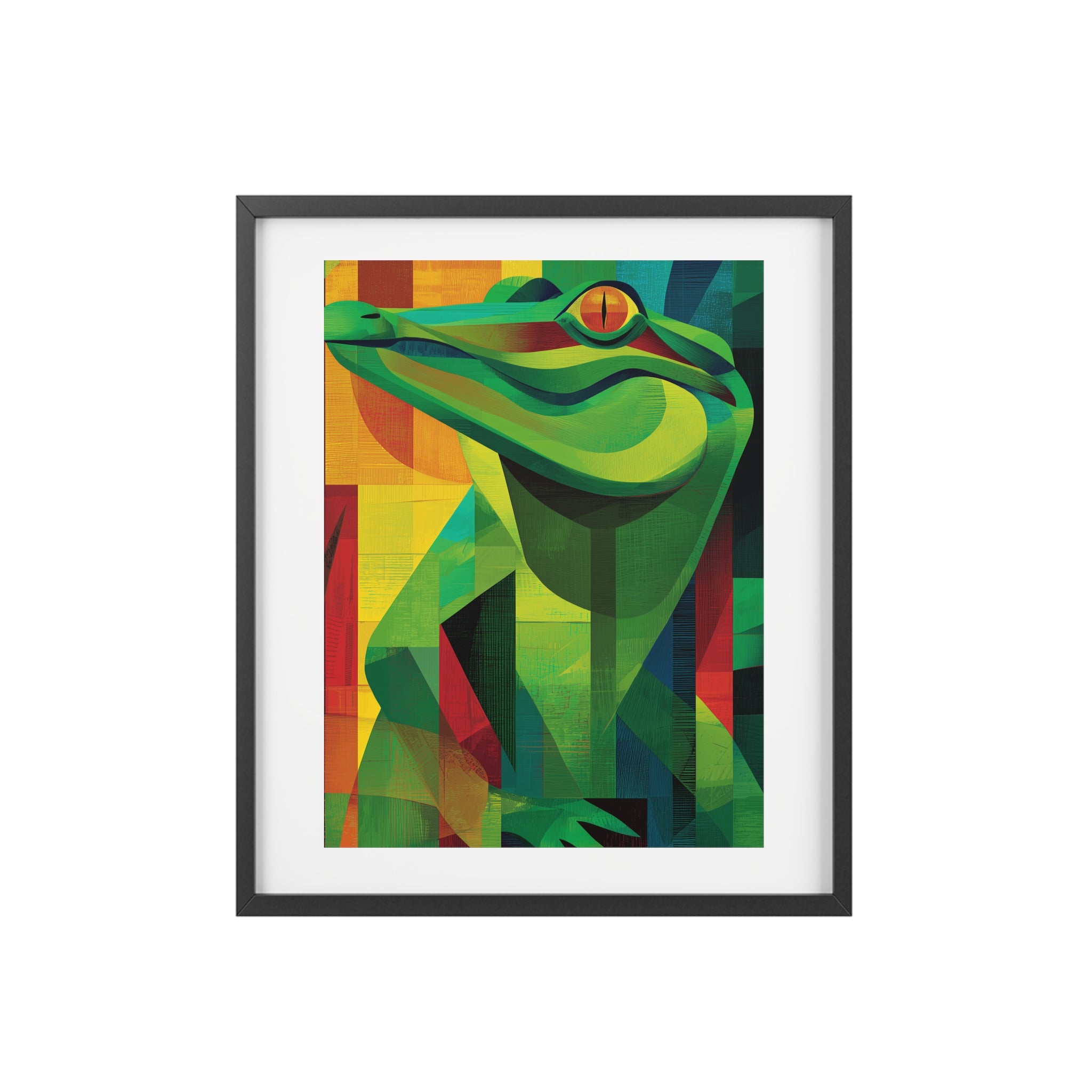 Vibrant Alligator Art Framed Poster, Colorful Wall Decor, Nature-Inspired Home Decor, Unique Gift for Animal Lovers, Modern Art Print