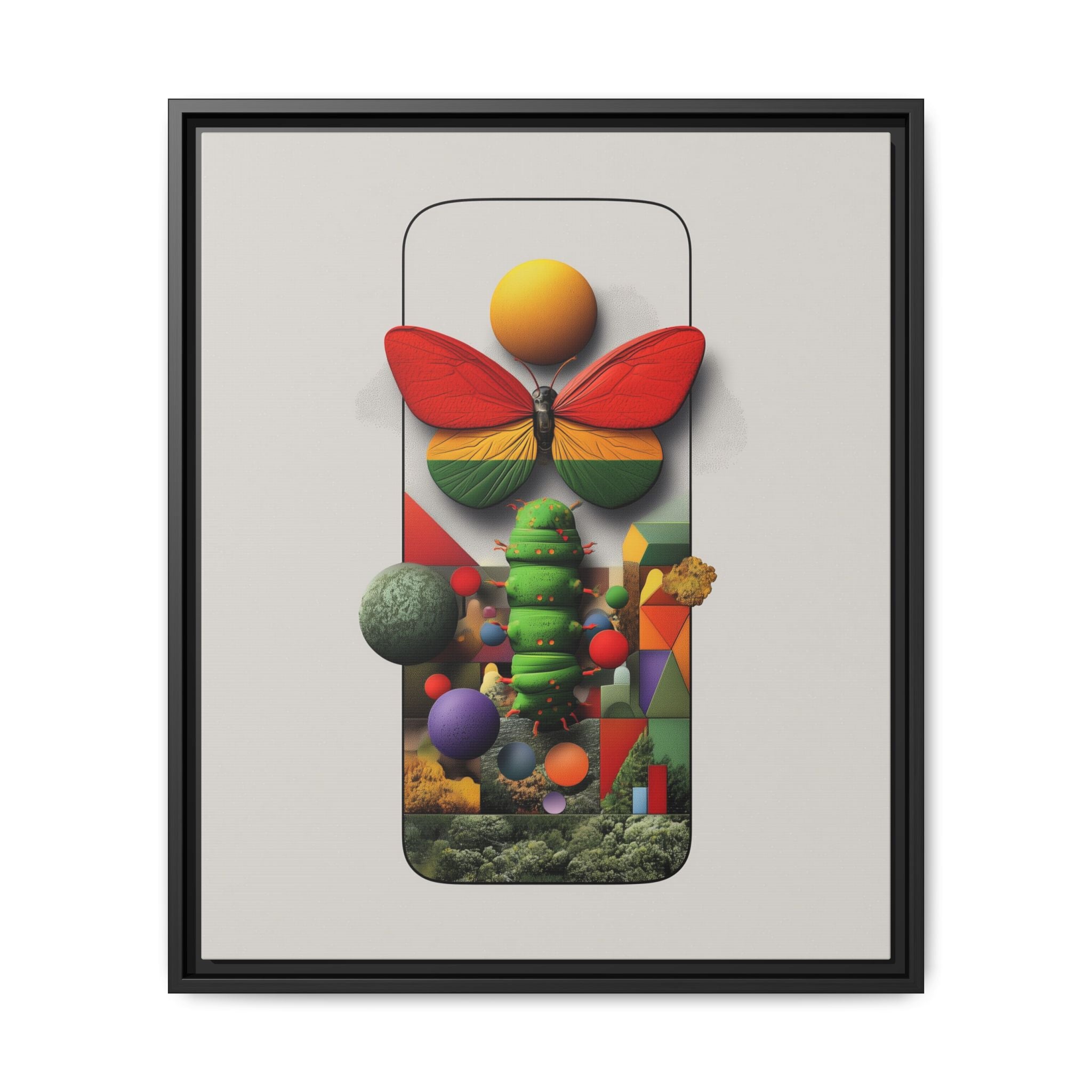 Metamorphosis Framed Print : Geometric Nature Transformation, Vibrant Butterfly Composition   |  Personalized & Custom Orders Available