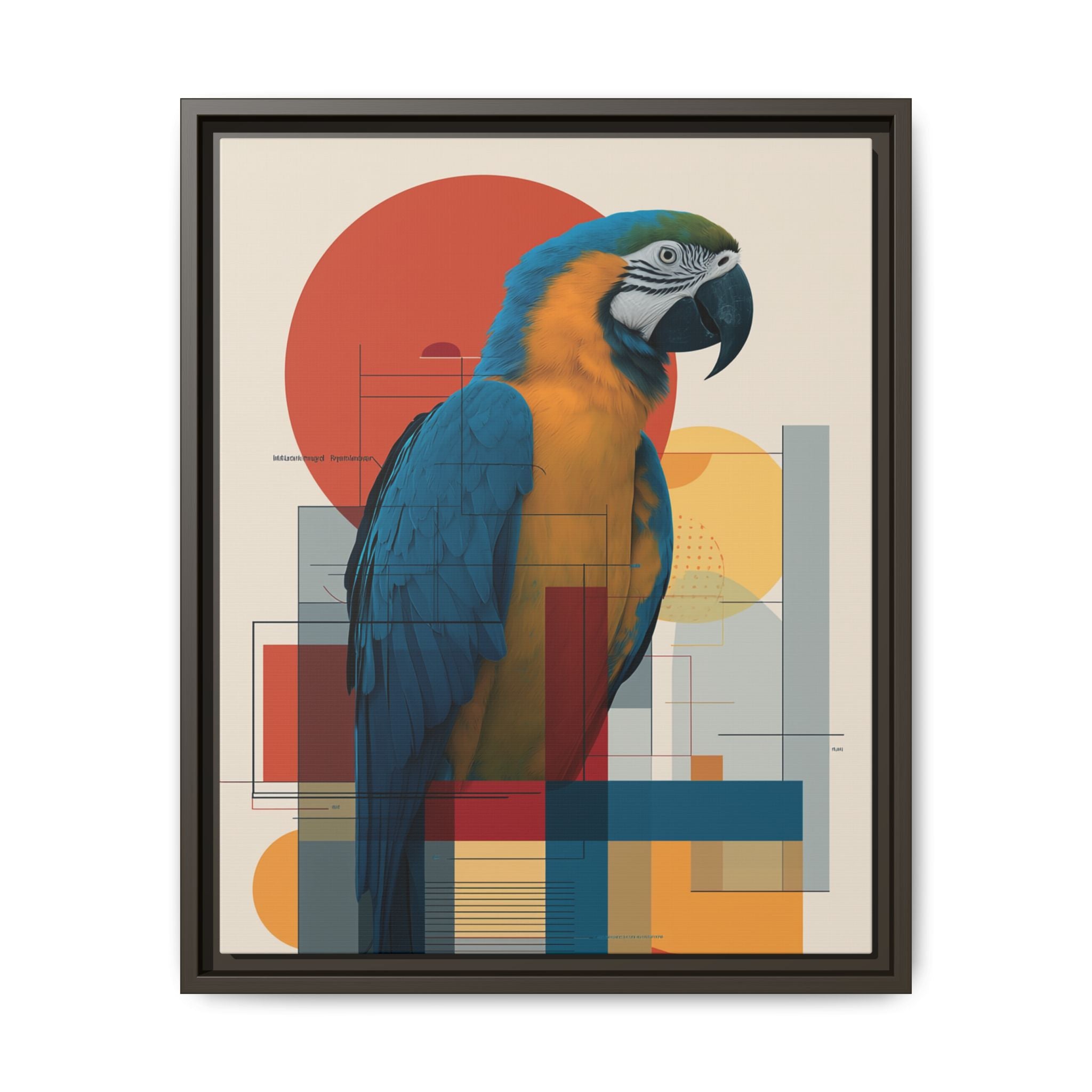 Macaw in Geometric Harmony: Modern Avian Portrait, Architectural Abstract Composition   |    Custom Orders Available