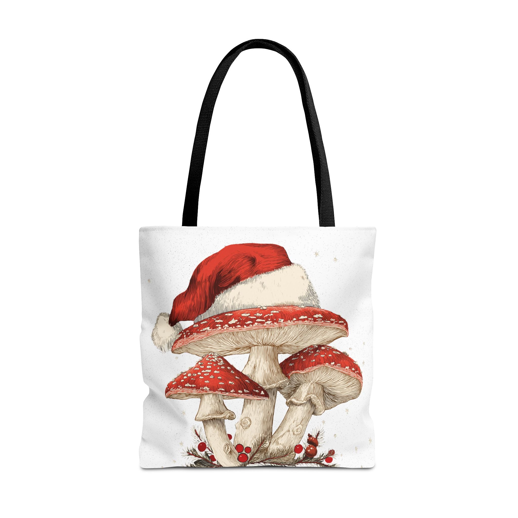 Whimsical Mushroom Christmas Tote Bag (AOP)  |  Stoner Gifts , Magic Mushrooms