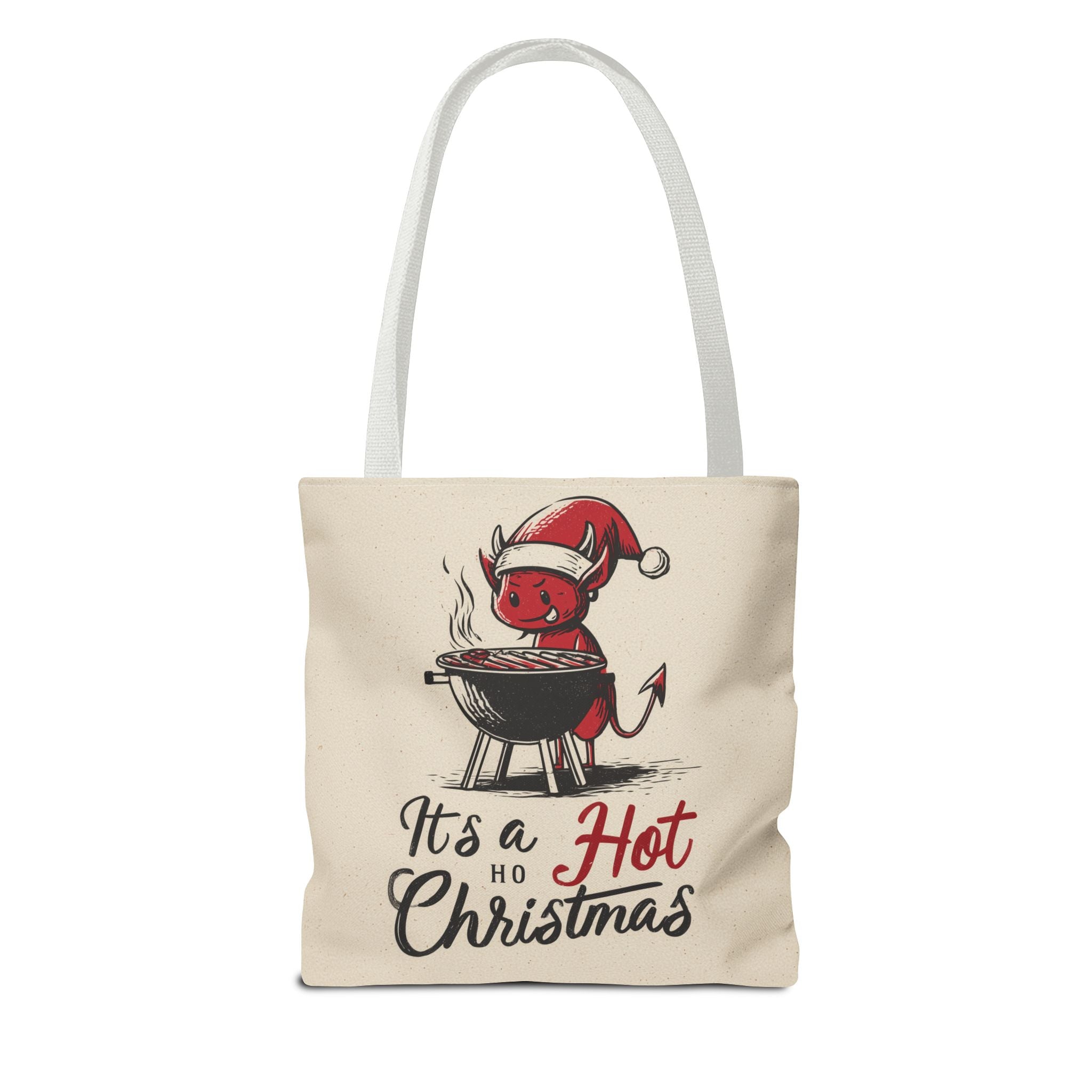 Hot Christmas Tote Bag, Festive Gift Bag, Holiday Shopping Tote, BBQ Lover's Tote, Fun Winter Accessory