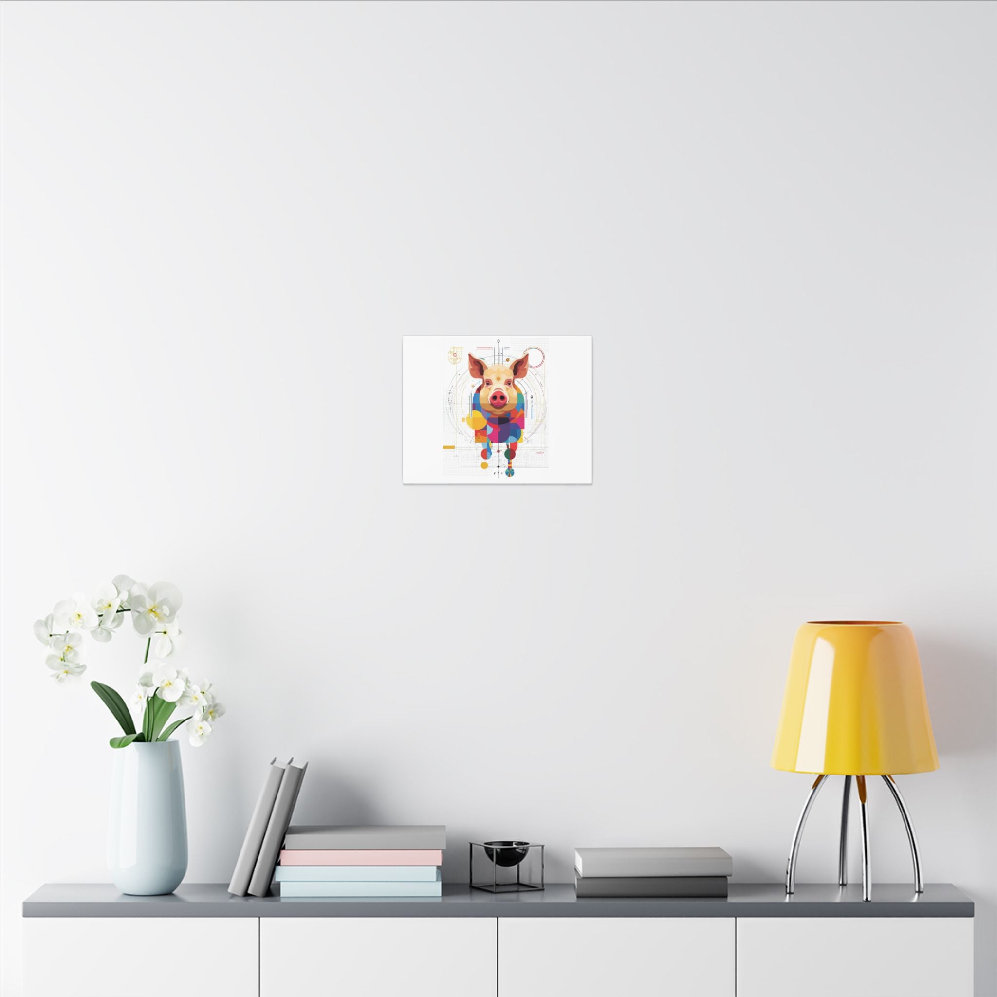 Geometric Pig Portrait: Cubist Animal Art, Technical Design Illustration   |    Custom Orders Available