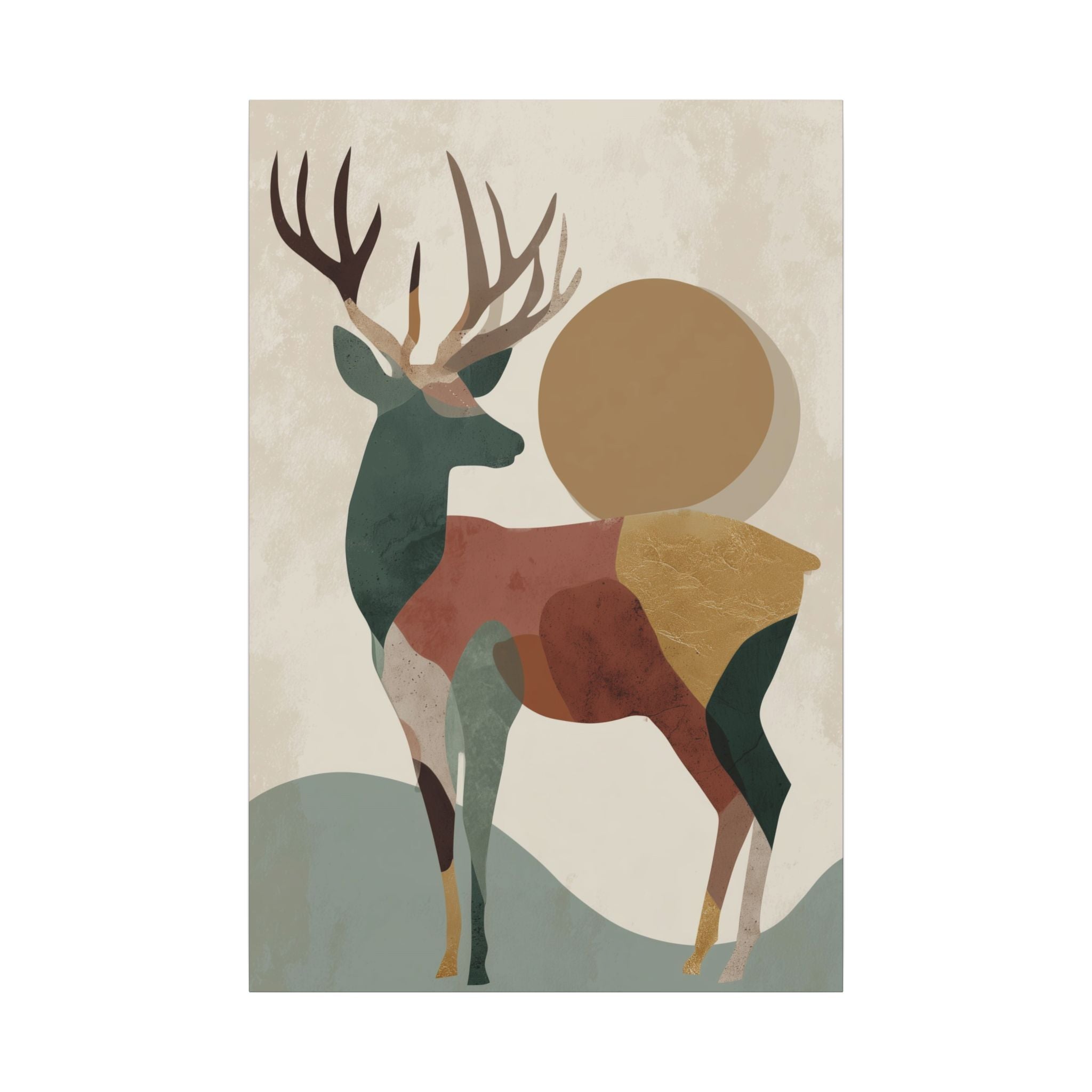 Majestic Deer Geometrica: Modern Nature Abstraction, Minimalist Wildlife Art, Earthy Tones Geometric Design   |  Personalized & Custom
