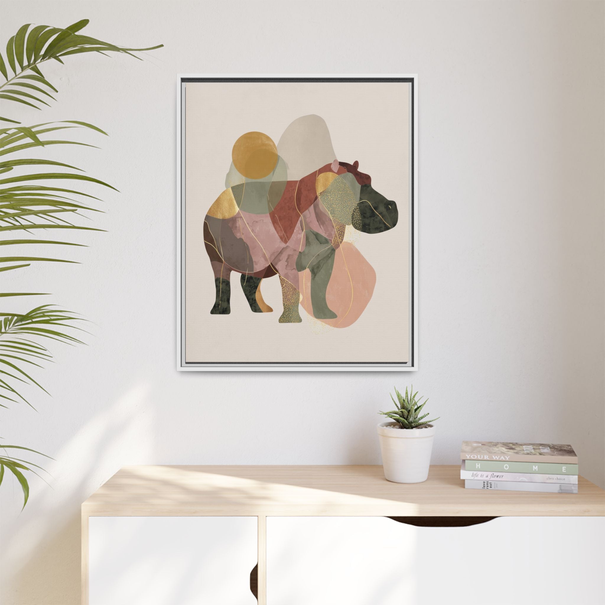 Geometric Hippo: Abstract Animal Art, Modern Watercolor Shapes   |  Personalized & Custom Orders Available