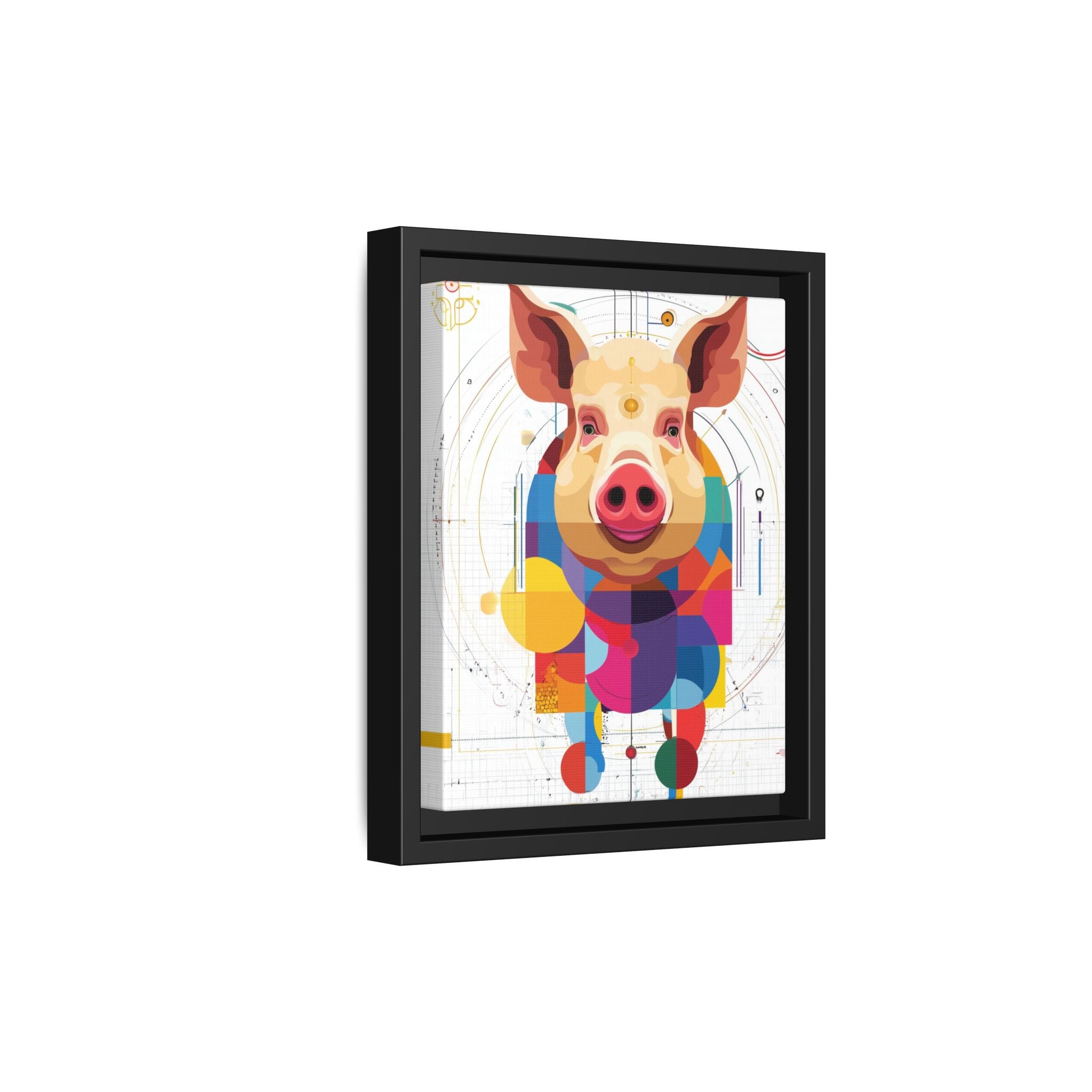 Geometric Pig: Digital Cubist Portrait, Mathematical Animal Abstraction   |    Custom Orders Available