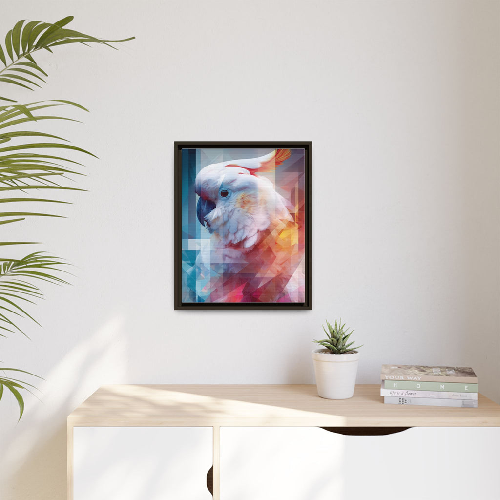 Fractured Cockatoo Framed Print: Geometric Wildlife Art, Low-Poly Digital Illustration   |  Personalized & Custom Orders Available