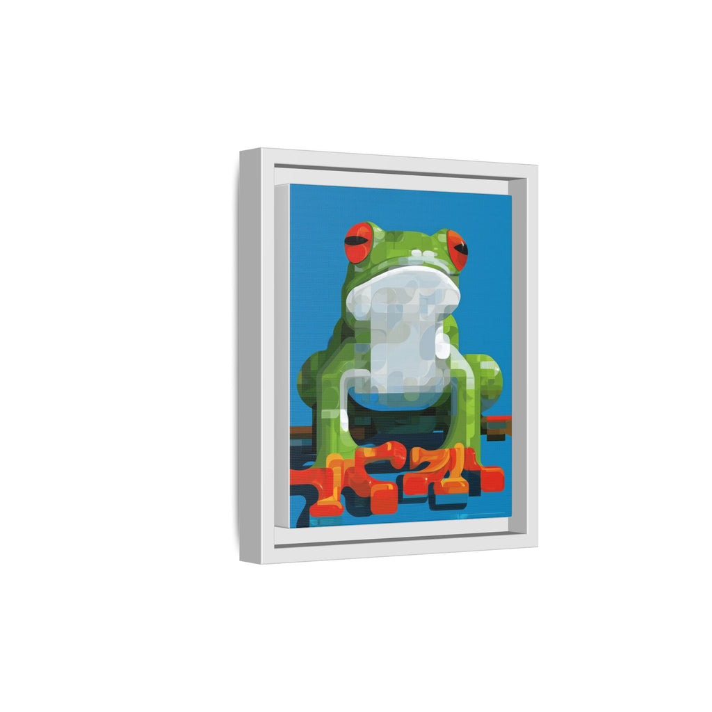 Pixel Frog Framed Print : Geometric Digital Art, Mosaic Amphibian Portrait   |  Personalized & Custom Orders Available