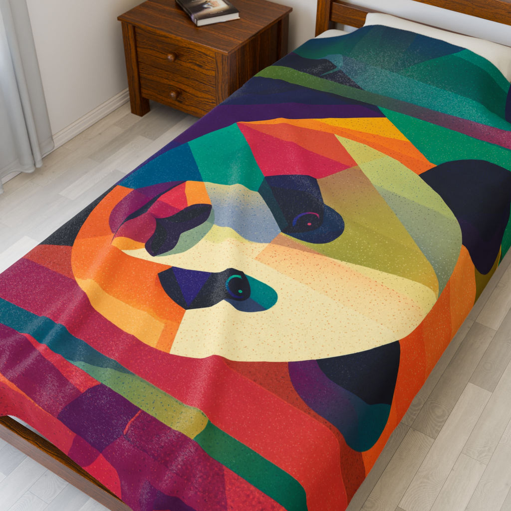 Geometric Panda Blanket: Wildlife Art, Digital Kaleidoscope Design, Contemporary Animal Illustration   |  Personalized & Custom Orders