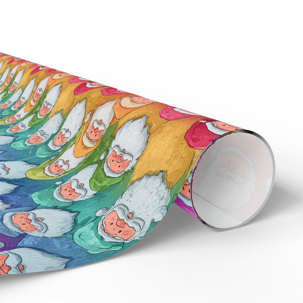 Bold Colorful Santa Pattern Wrapping Paper Roll — Colorful Rainbow Holiday Gift Wrap