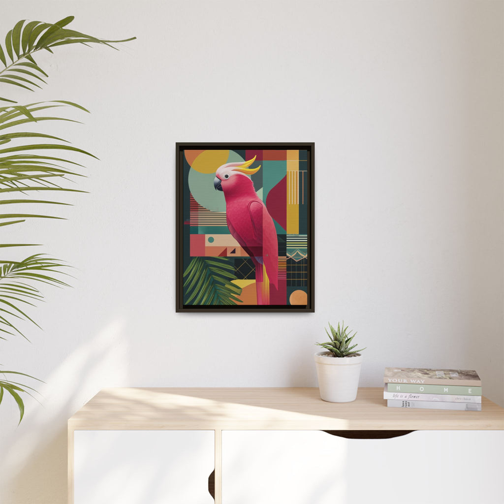 Geometric Cockatoo Framed Print: Mid-Century Modern Bird Art, Contemporary Graphic Print   |  Personalized & Custom Orders Available