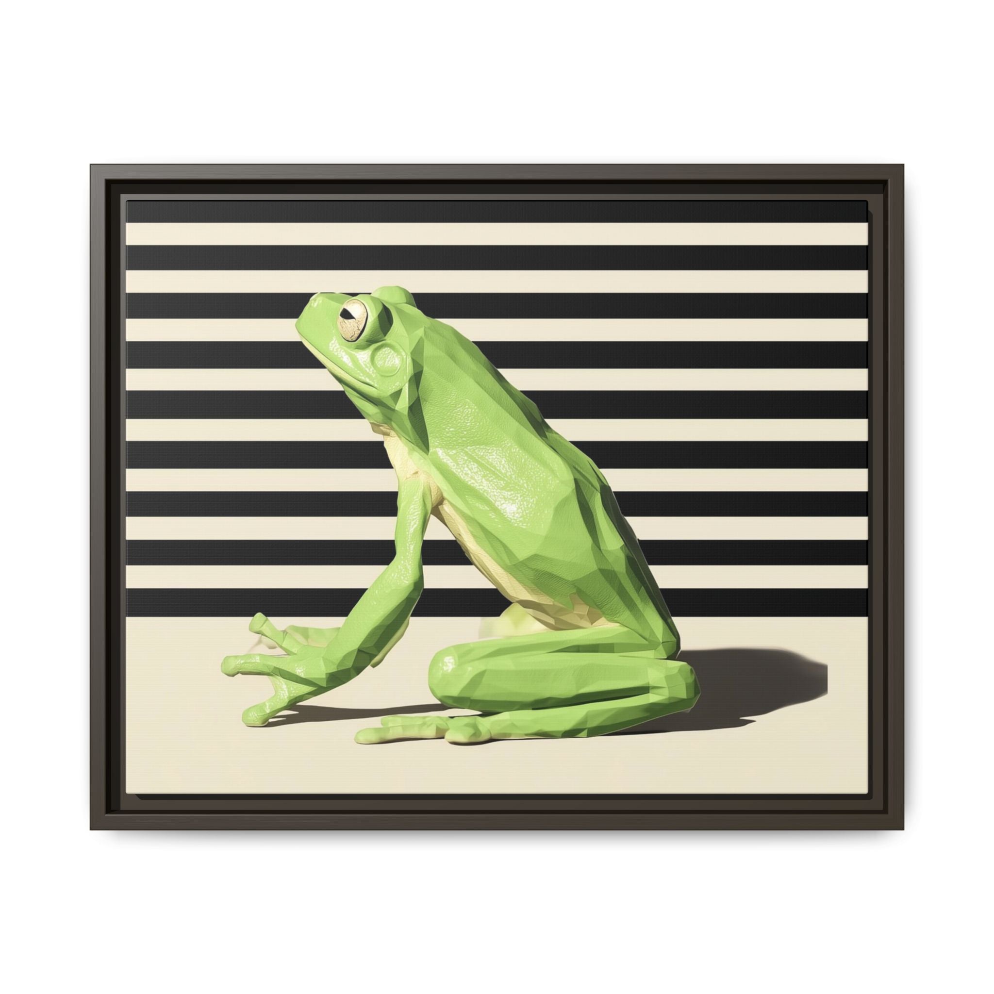 Geometric Frog Framed Print : Low-Poly Amphibian Design, Contemporary Minimalist Art   |  Personalized & Custom Orders Available