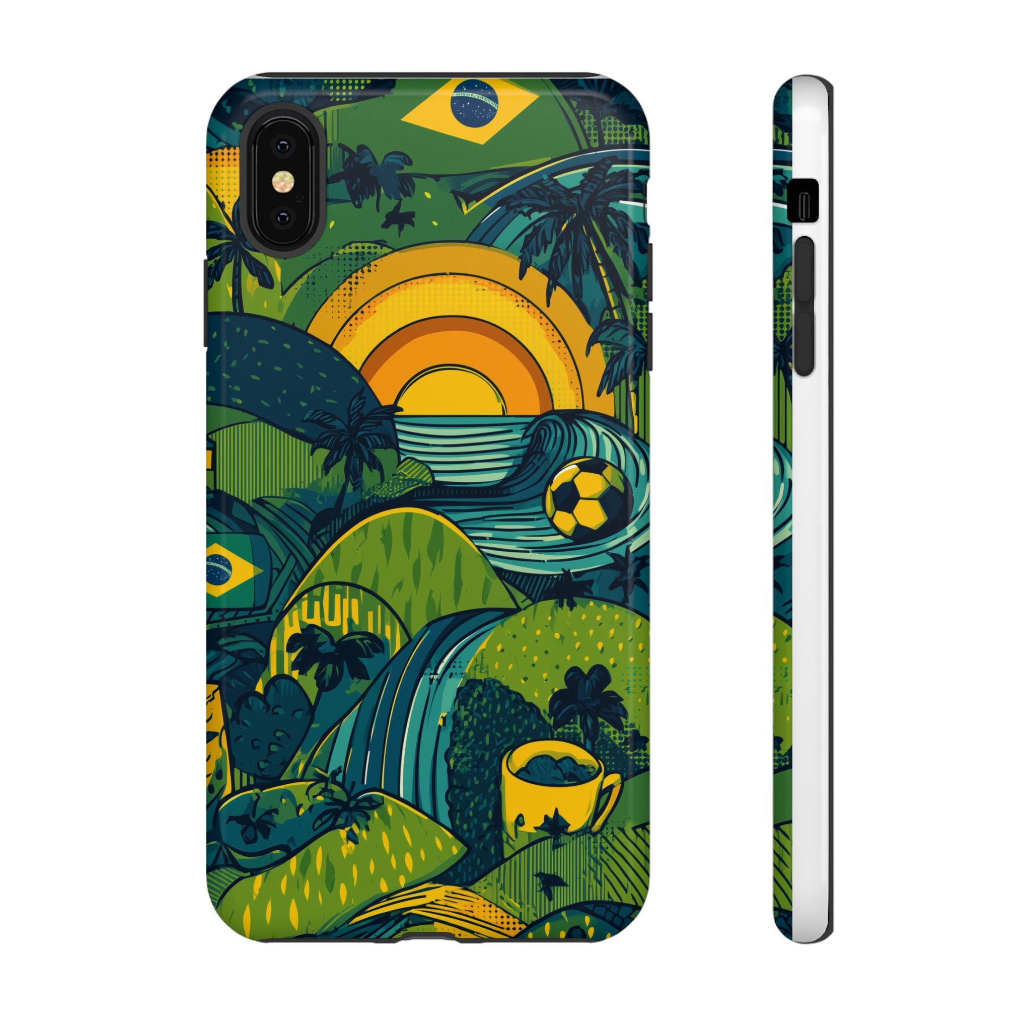 Brazil Tough Cases: Sporty Tropical Phone Case, Fun Beach Vibe Phone Accessory, Summer Travel Gift, Colorful Phone Cover, Casual Style Tech