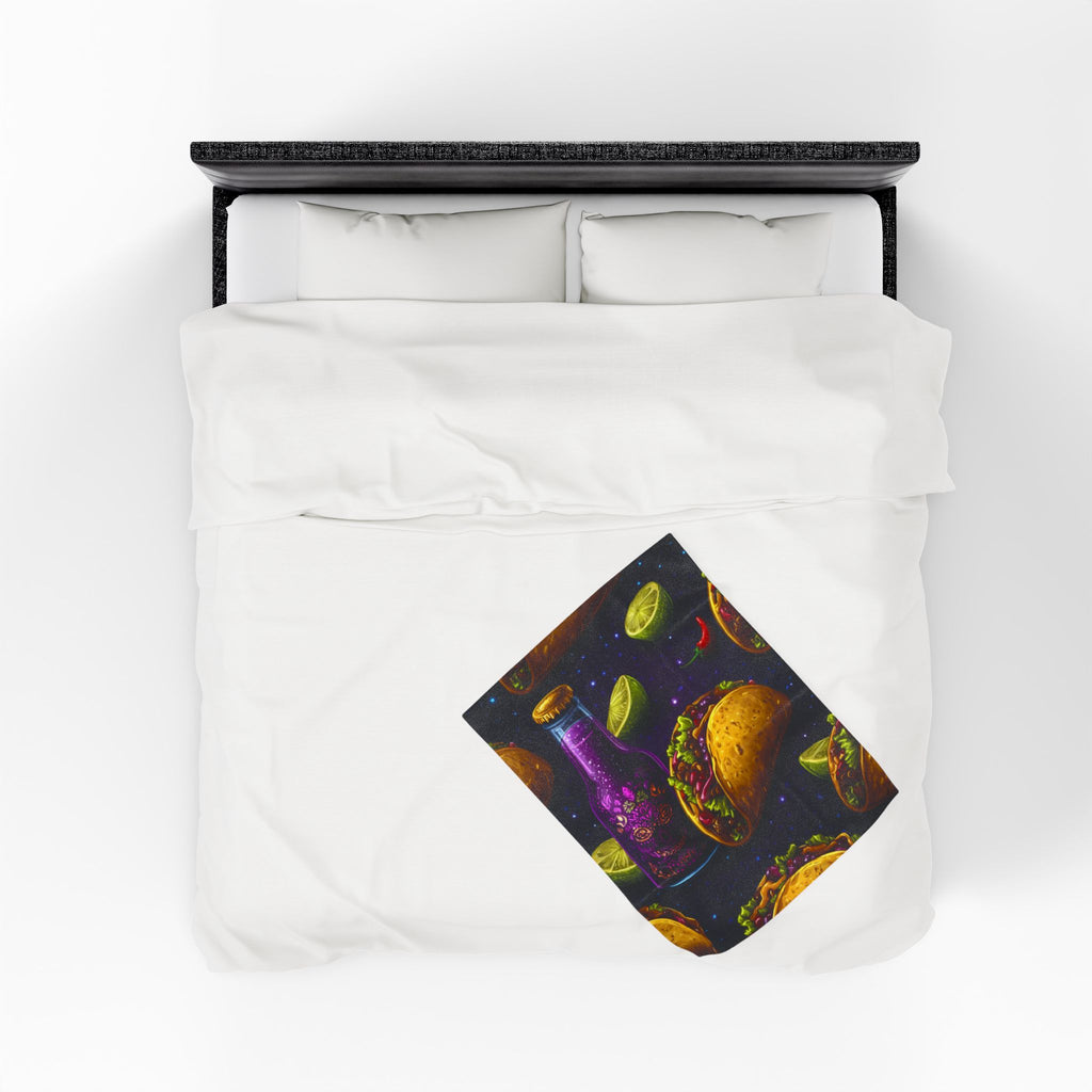 Cosmic Tacos Quilt Doona Duvet Cover : Culinary Space Odyssey, Mexican Night Feast   |   Custom Orders Accepted