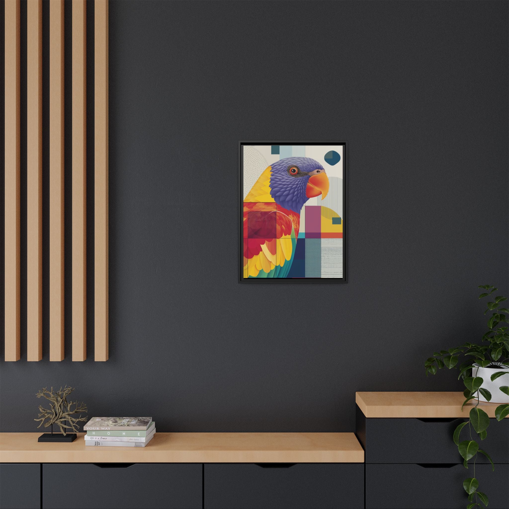 Geometric Parrot: Abstract Wildlife Art, Modern Color Block Design   |  Personalized & Custom Orders Available
