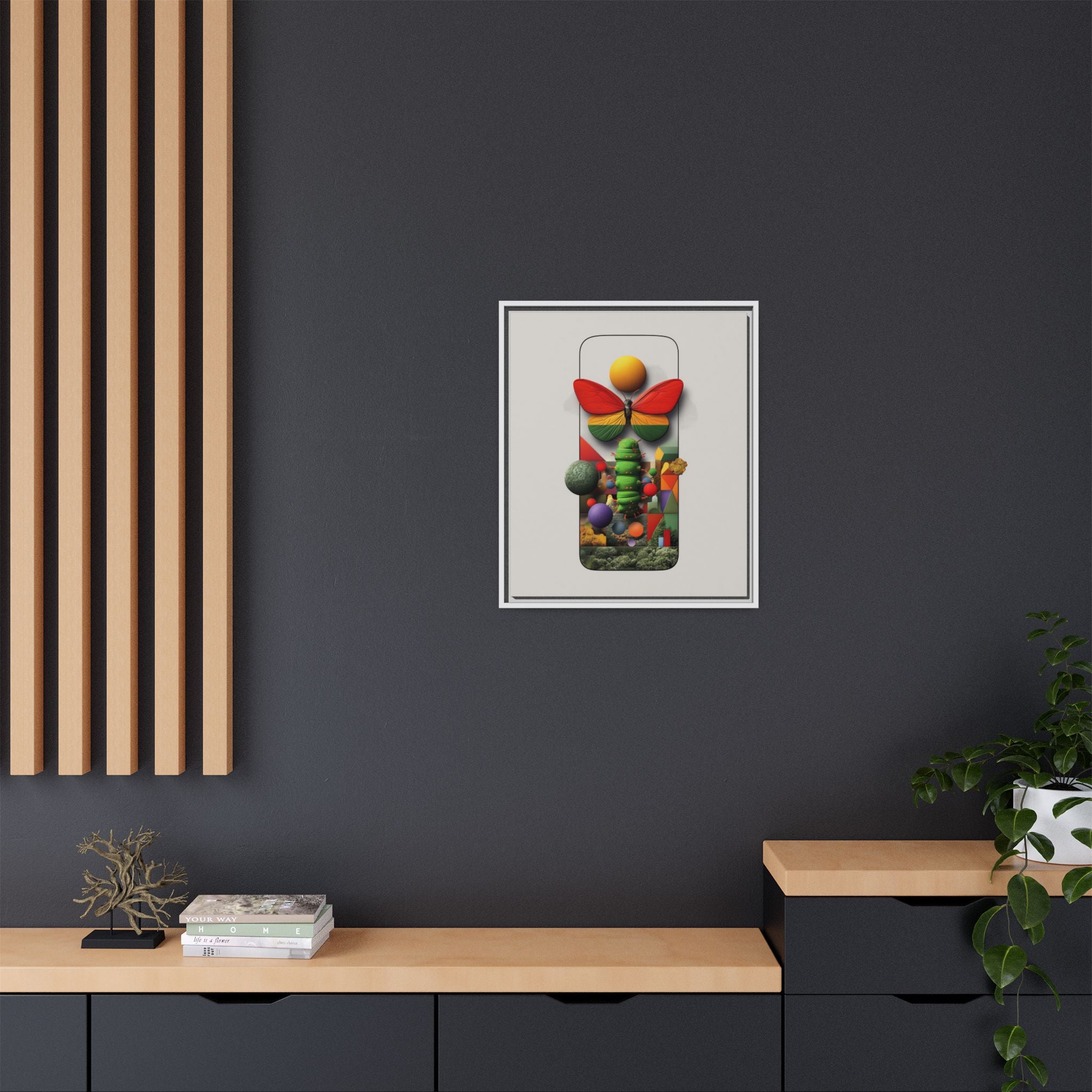 Metamorphosis Framed Print : Geometric Nature Transformation, Vibrant Butterfly Composition   |  Personalized & Custom Orders Available