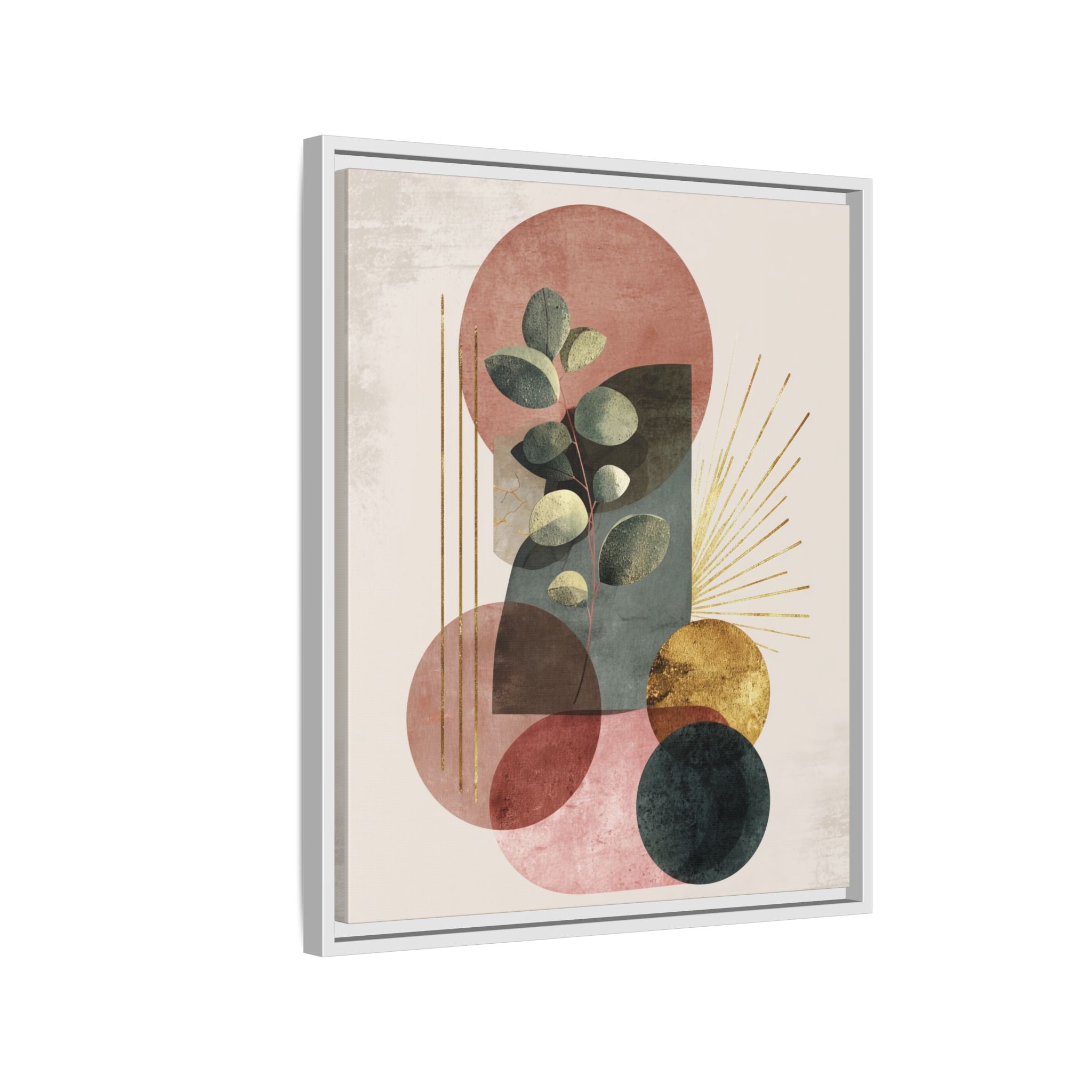 Botanical Geometric Symphony: Eucalyptus Harmony, Metallic Intersections, Modern Earth Tones   |   Custom Orders Accepted