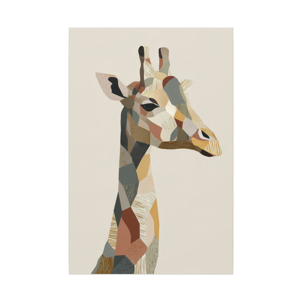 Geometric Giraffe: Modern Wildlife Art, Abstract Mosaic Portrait, Minimalist Earthtone Design   |  Personalized & Custom Orders Available