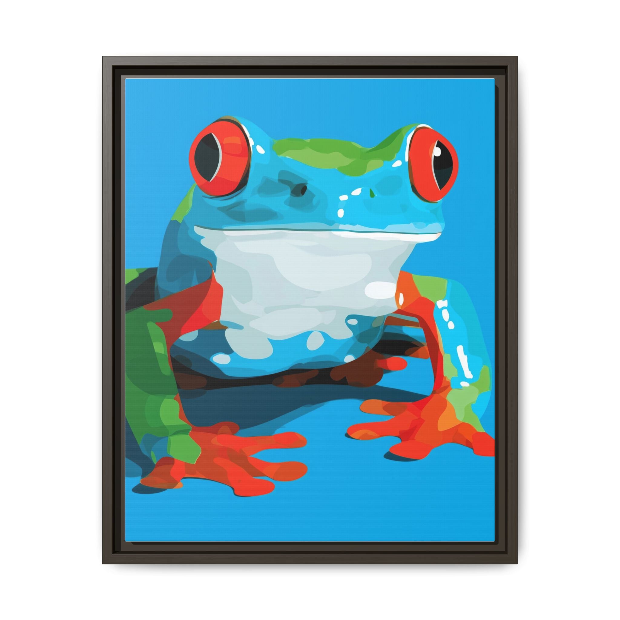 Red-Eyed Green Tree Frog Framed Print : Graphic Design, Pop Art Amphibian Portrait   |  Personalized & Custom Orders Available