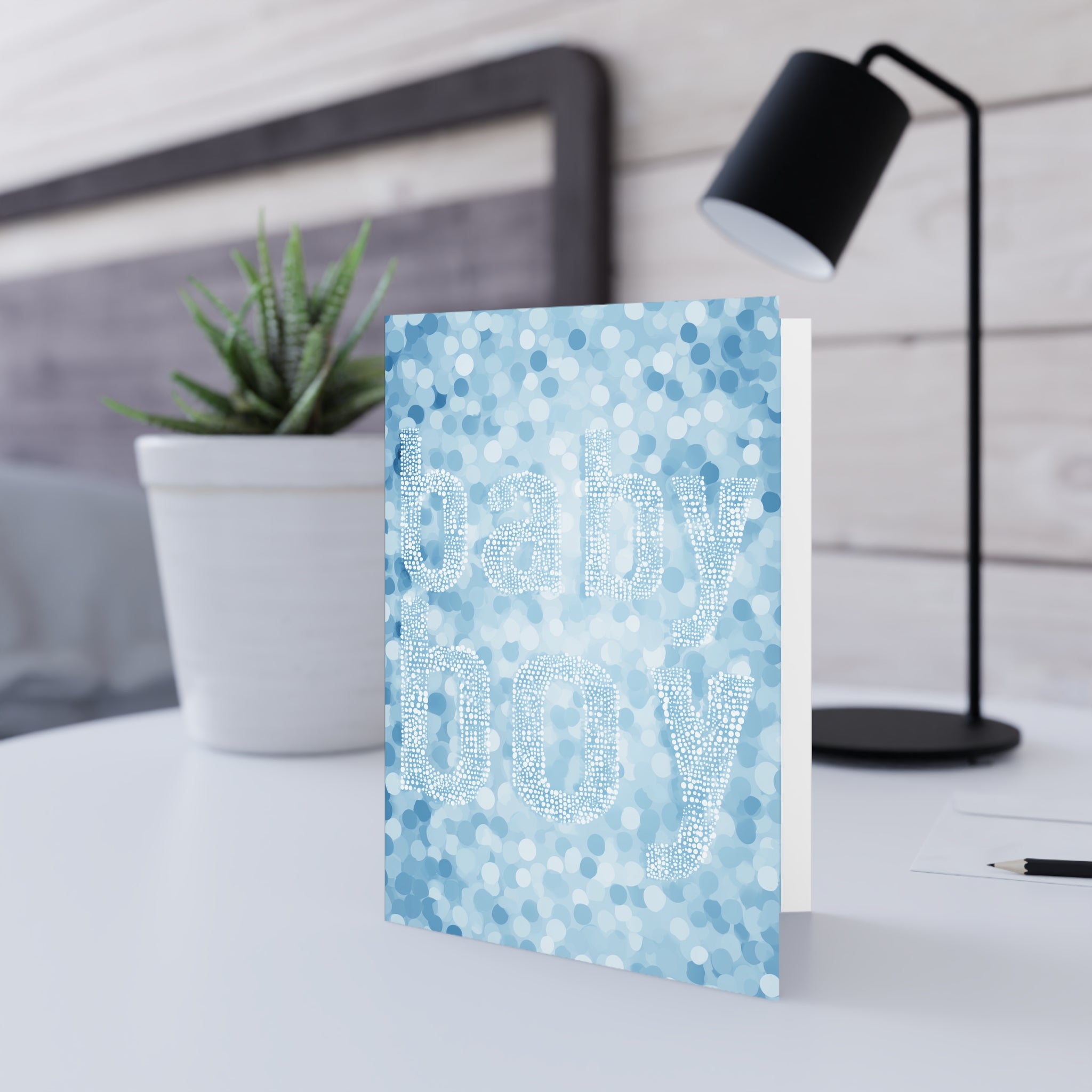 Glimmering Baby Boy Greeting Card — Gender Reveal Invite