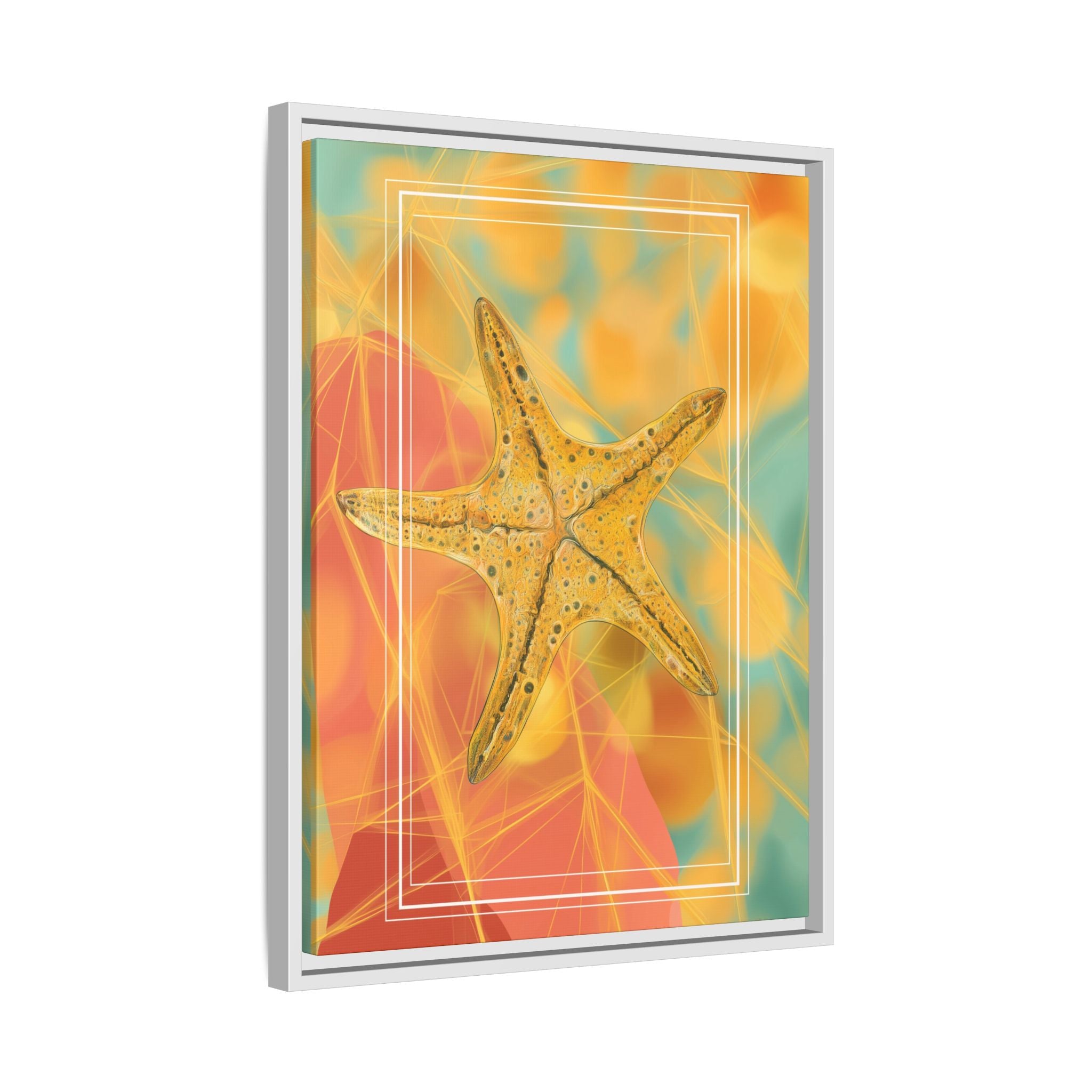 Celestial Starfish: Marine Geometry in Golden Hues, Tropical Oceanic Texture   |    Custom Orders Available