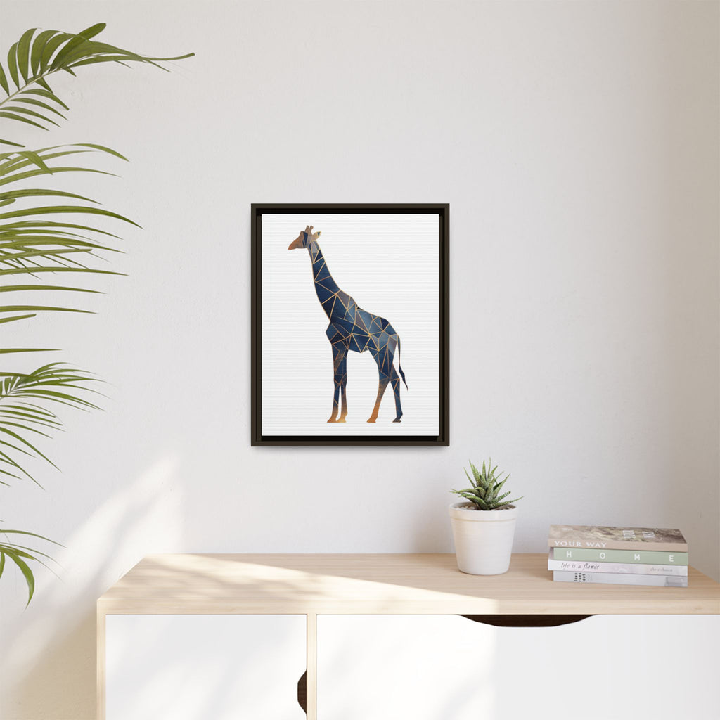 Geometric Giraffe Framed Print : Faceted Blue Mosaic, Modern Wildlife Art   |  Personalized & Custom Orders Available