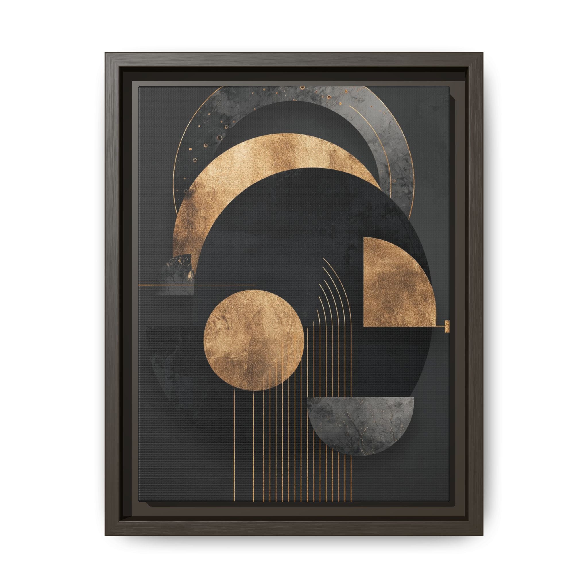 Geometric Resonance: Abstract Gold and Black Design, Minimalist Architectural Art, Modern Metallic Composition   |   Custom Orders Accepted