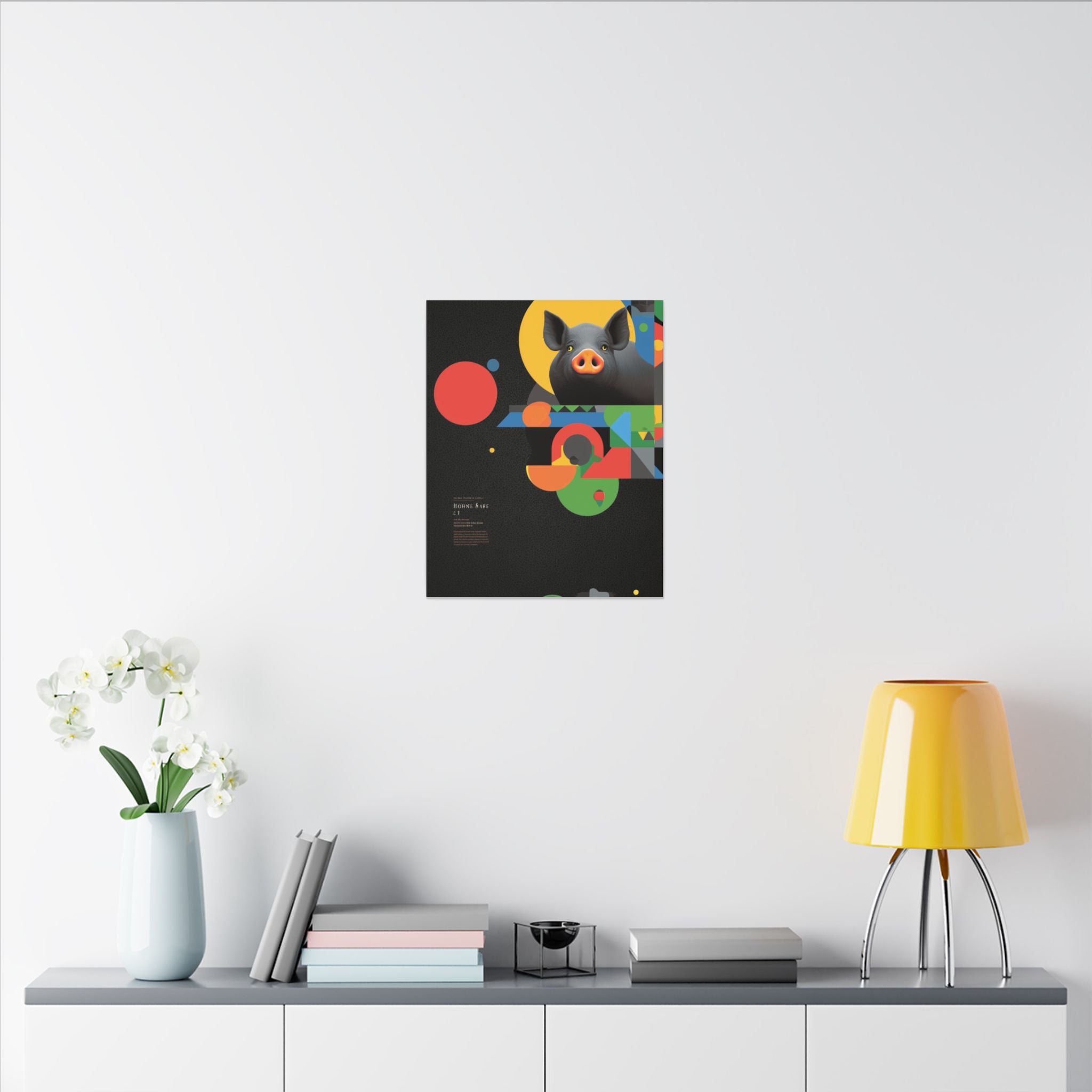 Geometric Pig Odyssey: Abstract Graphic Design Poster, Avant-Garde Animal Art   |    Custom Orders Available