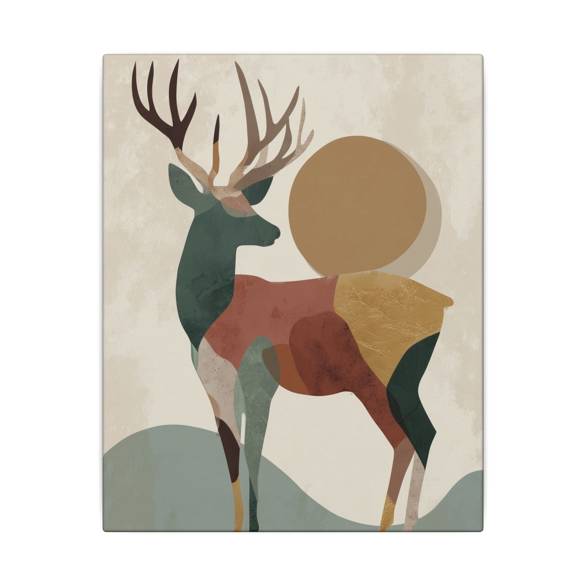 Majestic Deer Geometrica: Modern Nature Abstraction, Minimalist Wildlife Art, Earthy Tones Geometric Design   |  Personalized & Custom