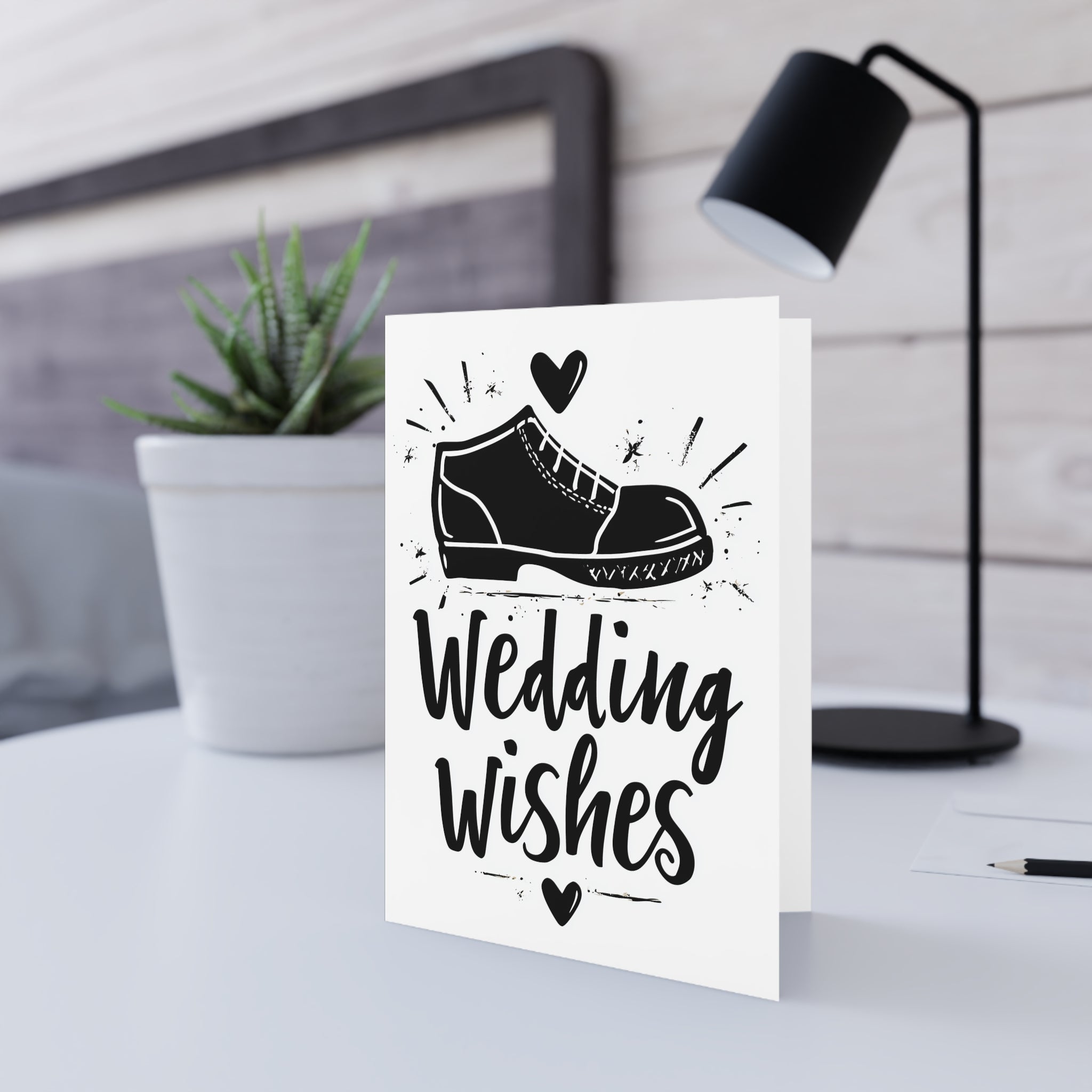 Wedding Wishes Greeting Card — Cute Shoe Illustration