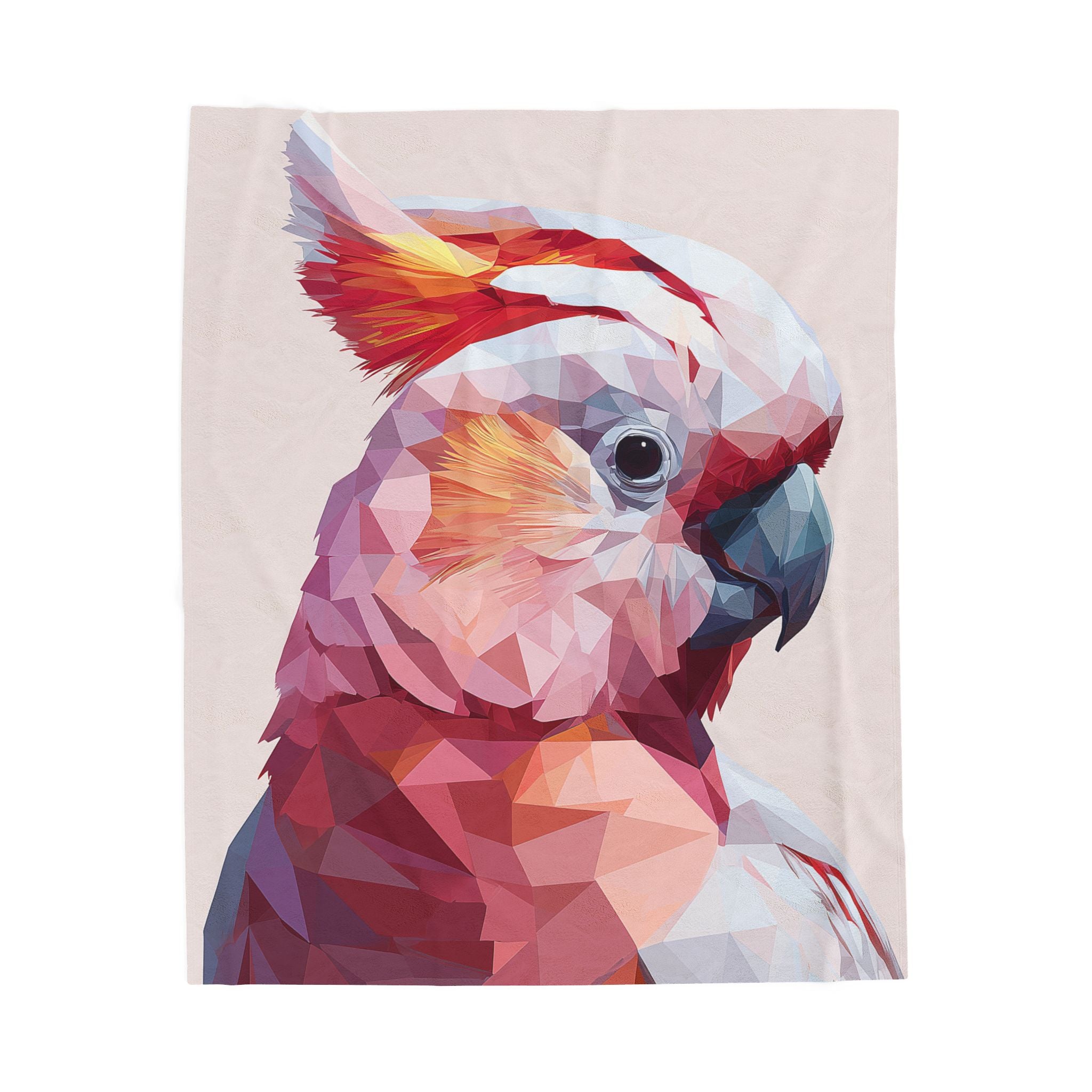 Prismatic Cockatoo Quilt Cover, Doona Cover, Duvet : Geometric Bird Portrait, Modern Polygon Art Style   |    Custom Orders Available