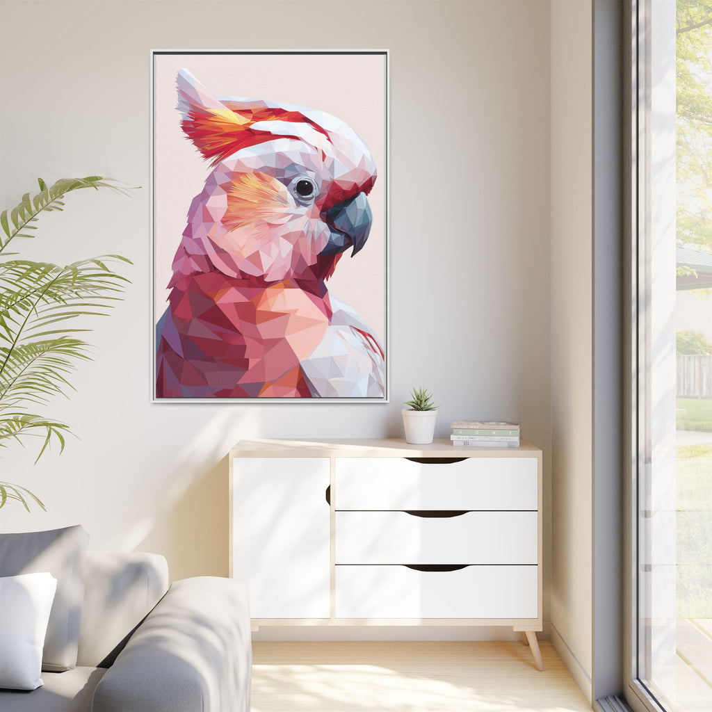 Prismatic Cockatoo: Geometric Bird Portrait, Low-Poly Digital Art   |  Personalized & Custom Orders Available