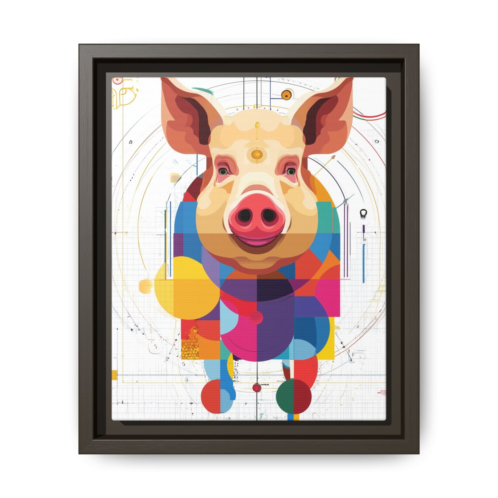 Geometric Pig: Digital Cubist Portrait, Mathematical Animal Abstraction   |    Custom Orders Available