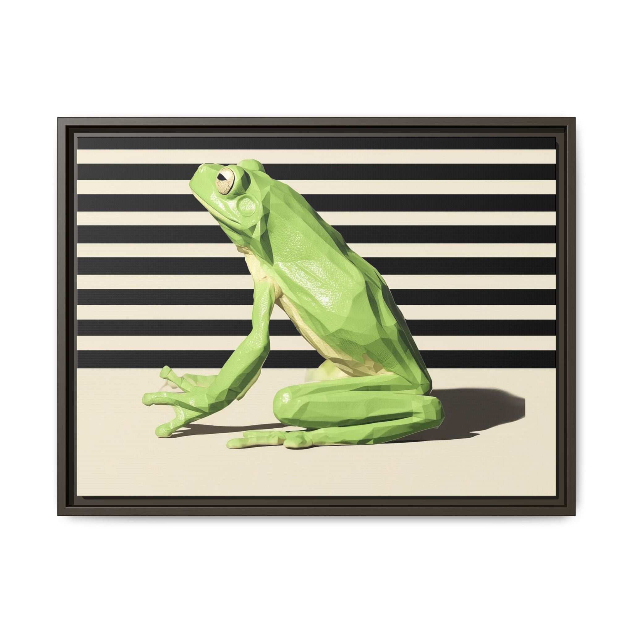 Geometric Frog Framed Print : Low-Poly Amphibian Design, Contemporary Minimalist Art   |  Personalized & Custom Orders Available