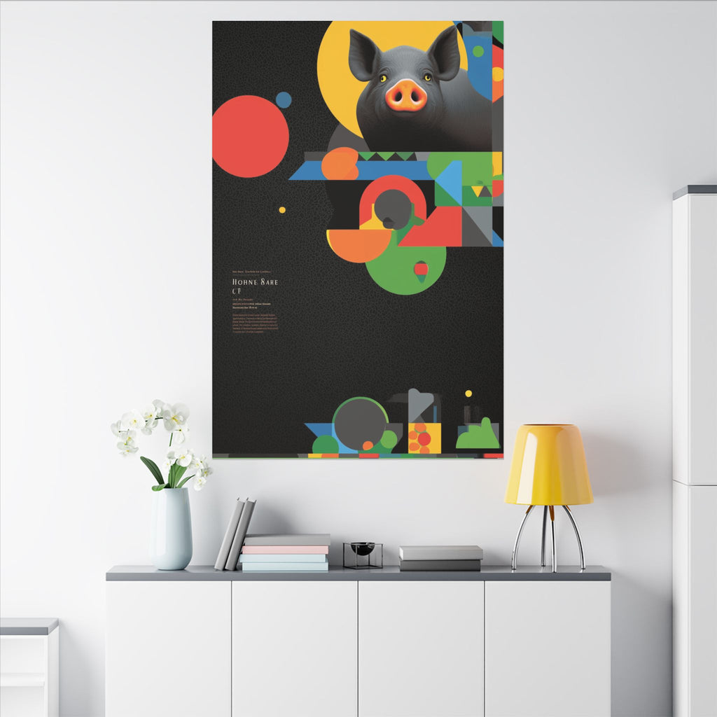 Geometric Pig Odyssey: Abstract Graphic Design Poster, Avant-Garde Animal Art   |    Custom Orders Available